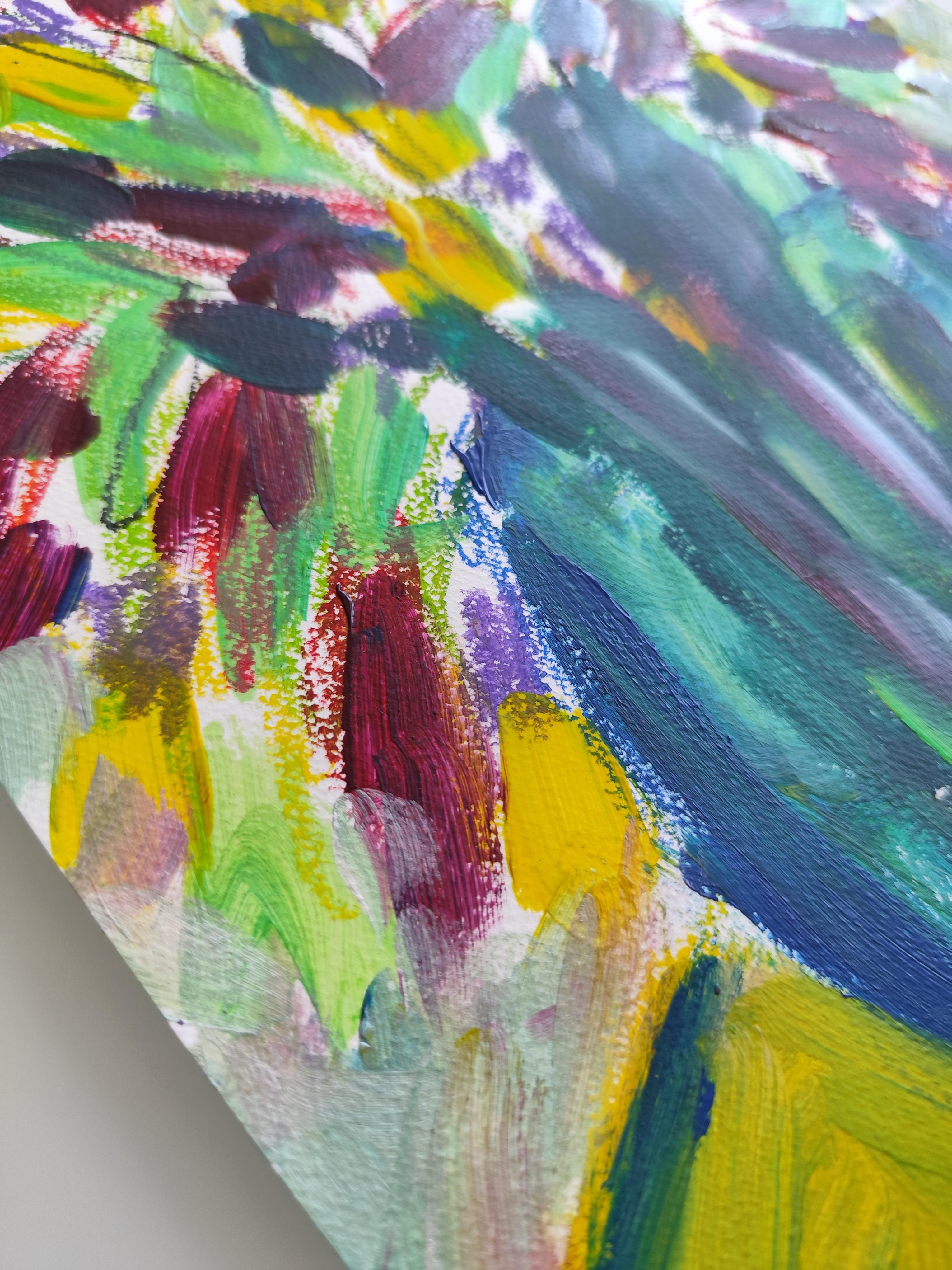 Contemporary abstract floral inspired by Van Gogh, Matisse 