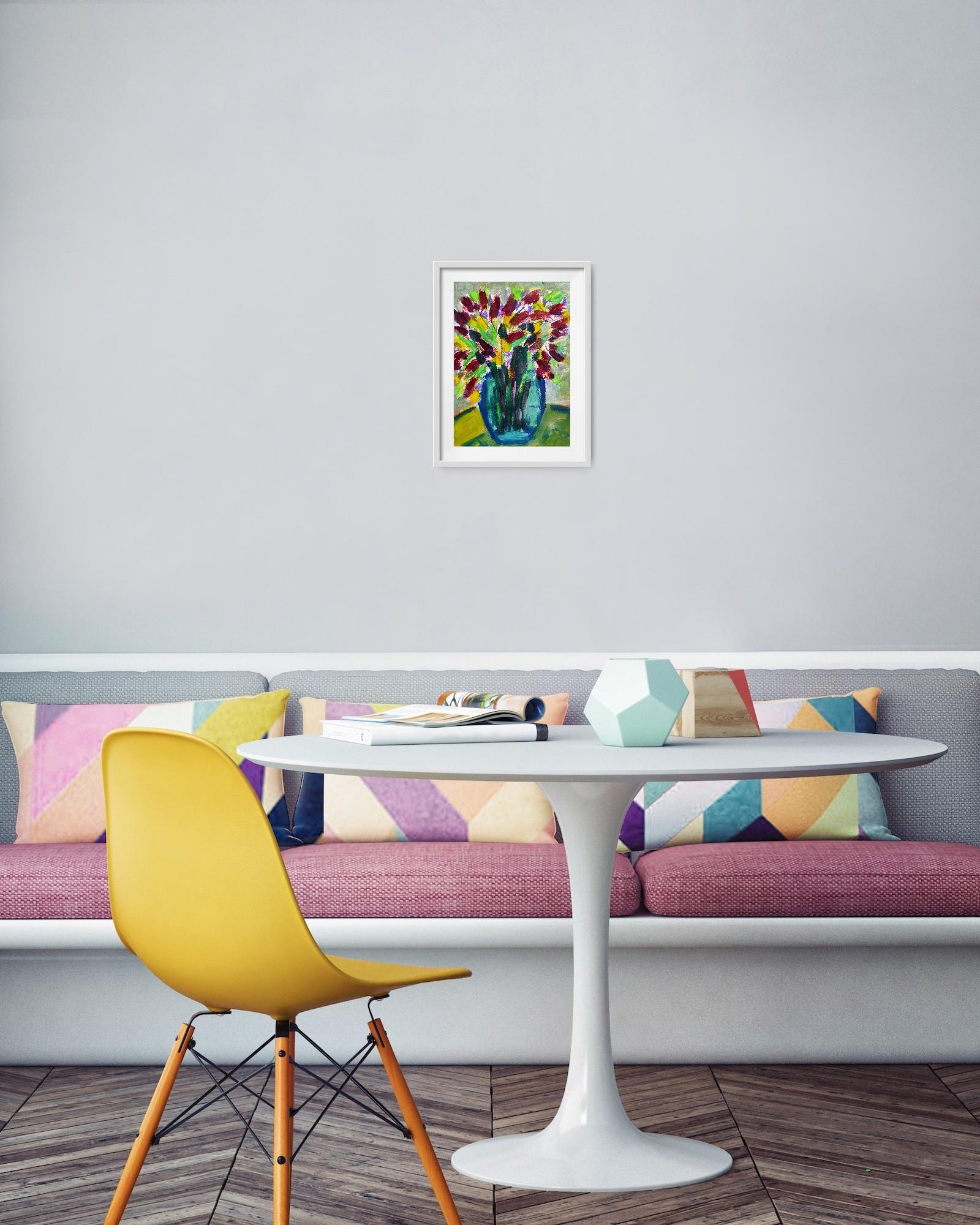 Contemporary abstract floral inspired by Van Gogh, Matisse 