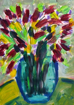 Contemporary abstract floral inspired by Van Gogh, Matisse "Blooms of summer"