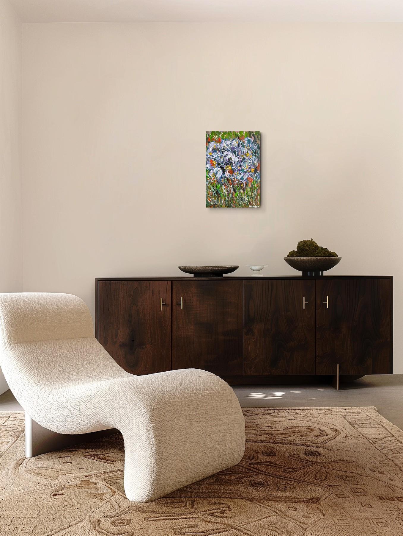 Zeitgenössisches abstraktes Blumengemälde inspiriert von Van Gogh 