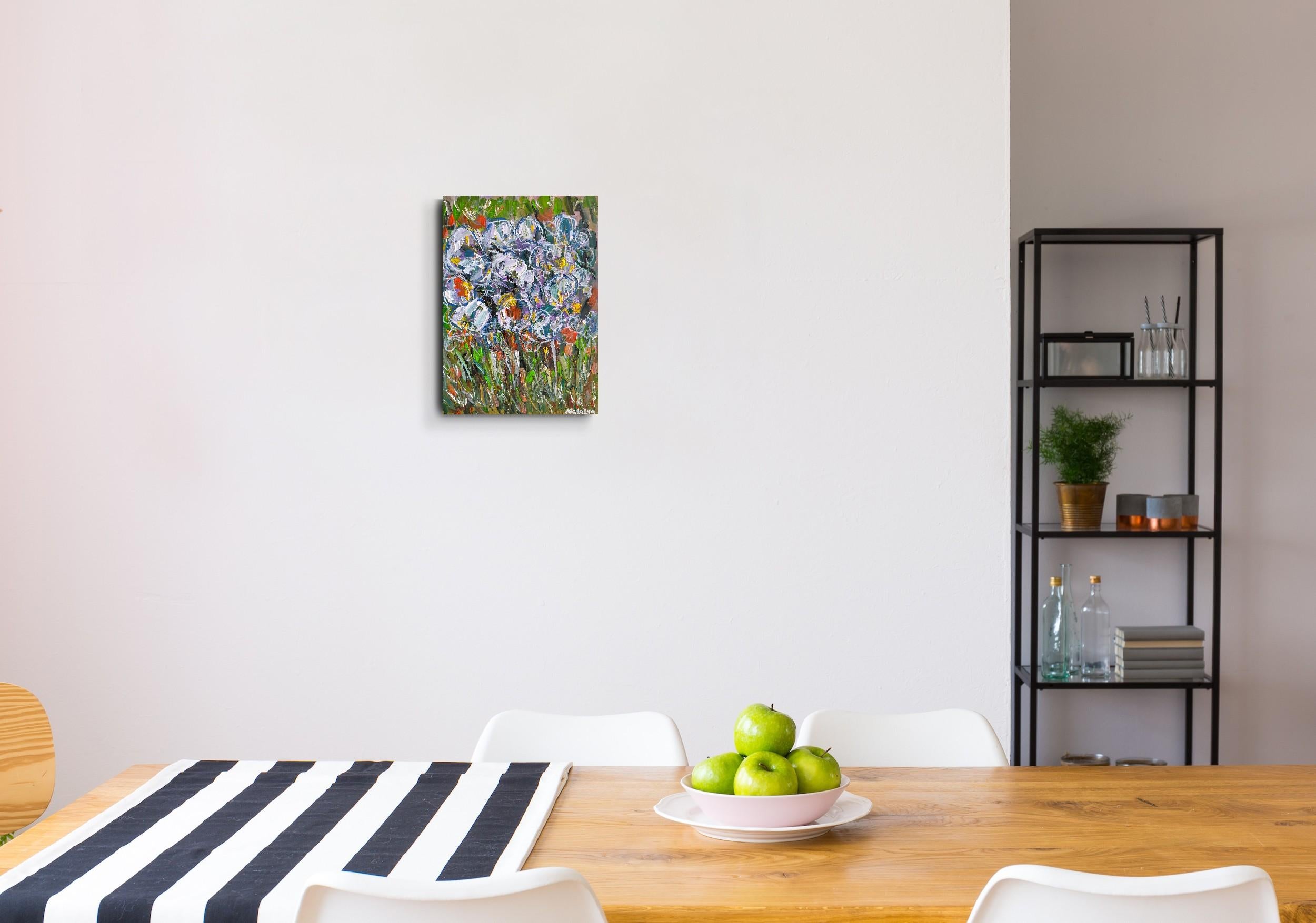 Zeitgenössisches abstraktes Blumengemälde inspiriert von Van Gogh 