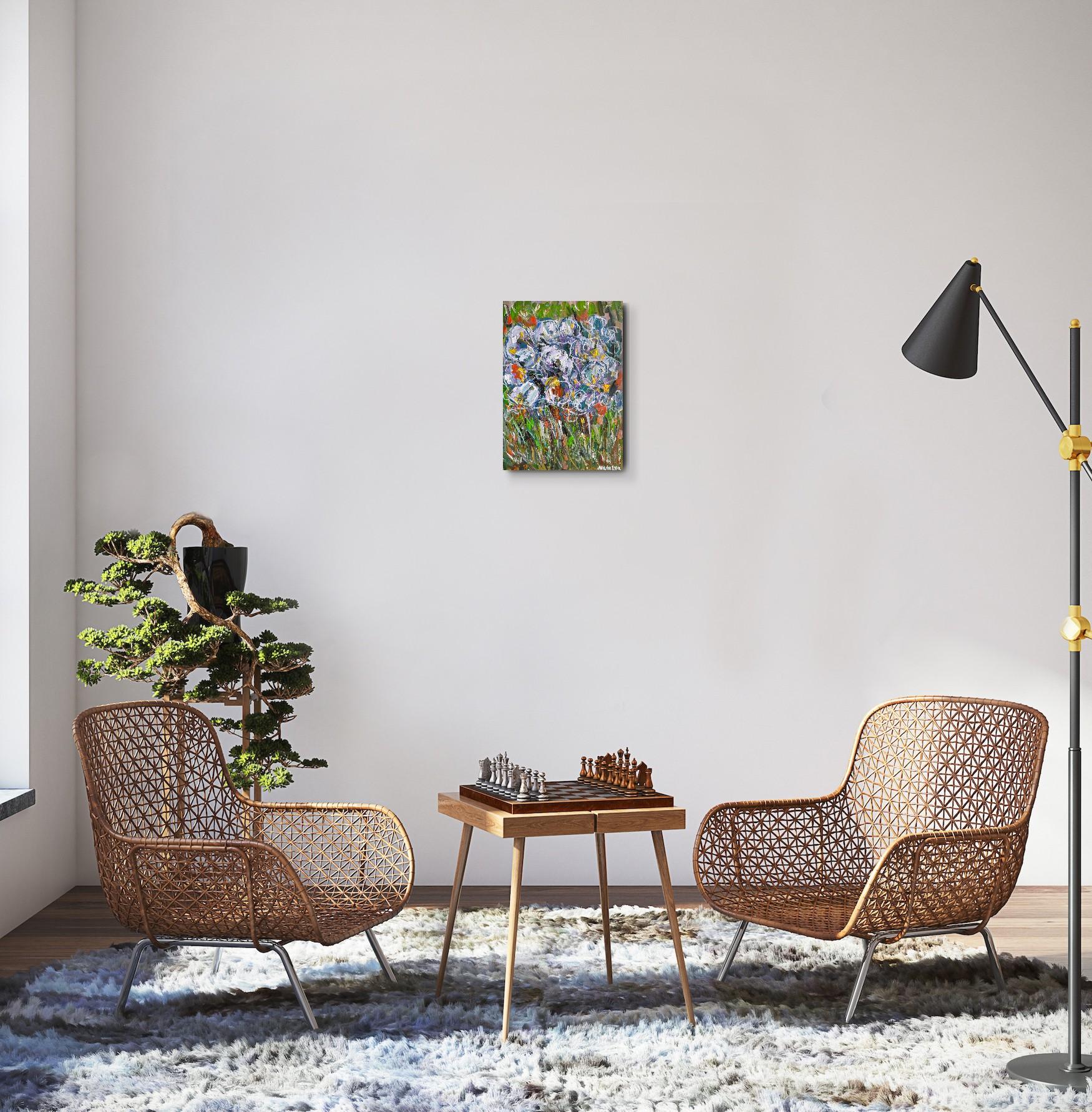 Zeitgenössisches abstraktes Blumengemälde inspiriert von Van Gogh 