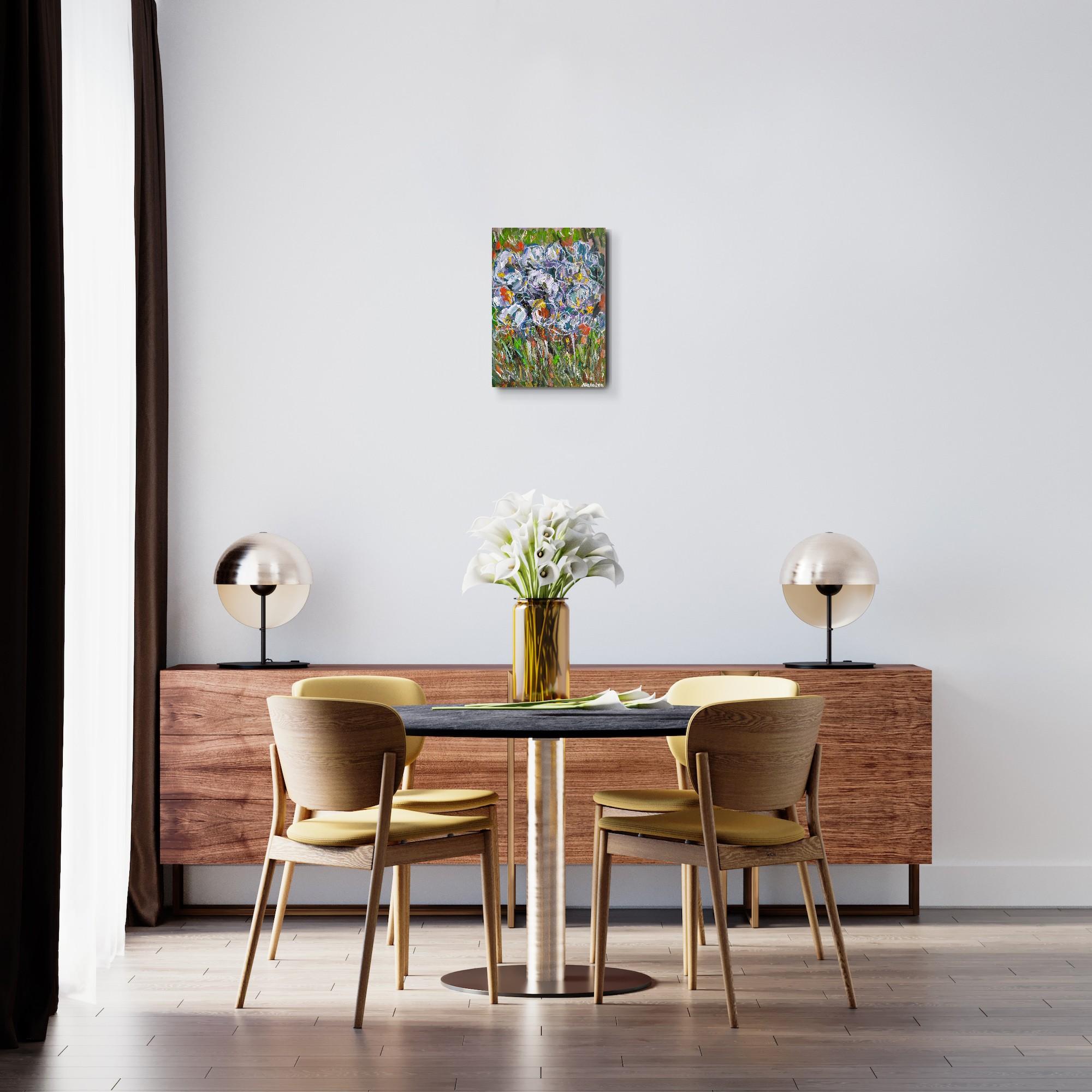 Zeitgenössisches abstraktes Blumengemälde inspiriert von Van Gogh 