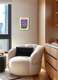 Contemporary abstract floral painting purple flowers on paper "Amethyst dream"