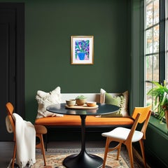 Zeitgenössische abstrakte florale Malerei lila Blumen Papier "Violet bloom"