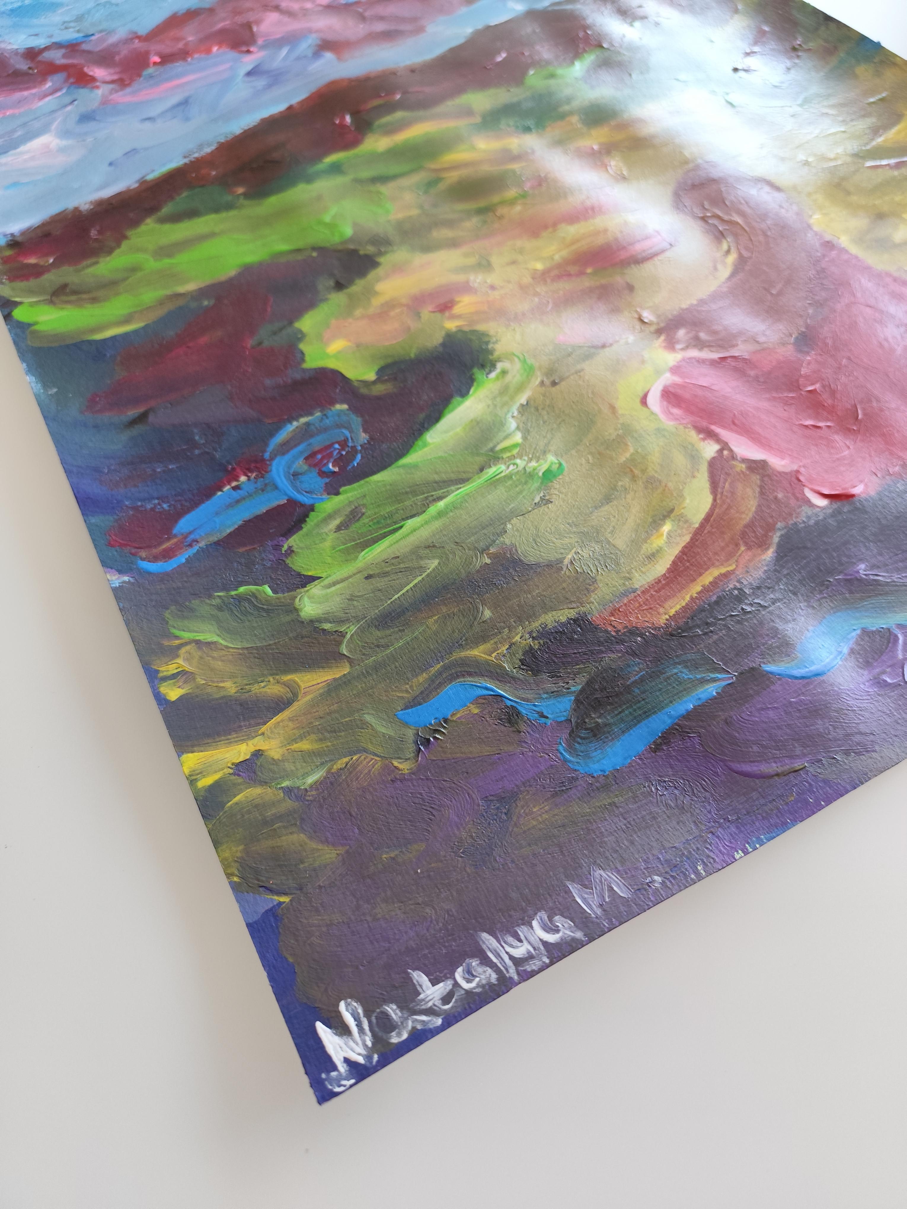 Pintura acrílica impresionista abstracta contemporánea de una mujer sobre papel en venta 13