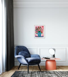 Pintura abstracta contemporánea impresionista ramo floral de rosas "Flor roja"