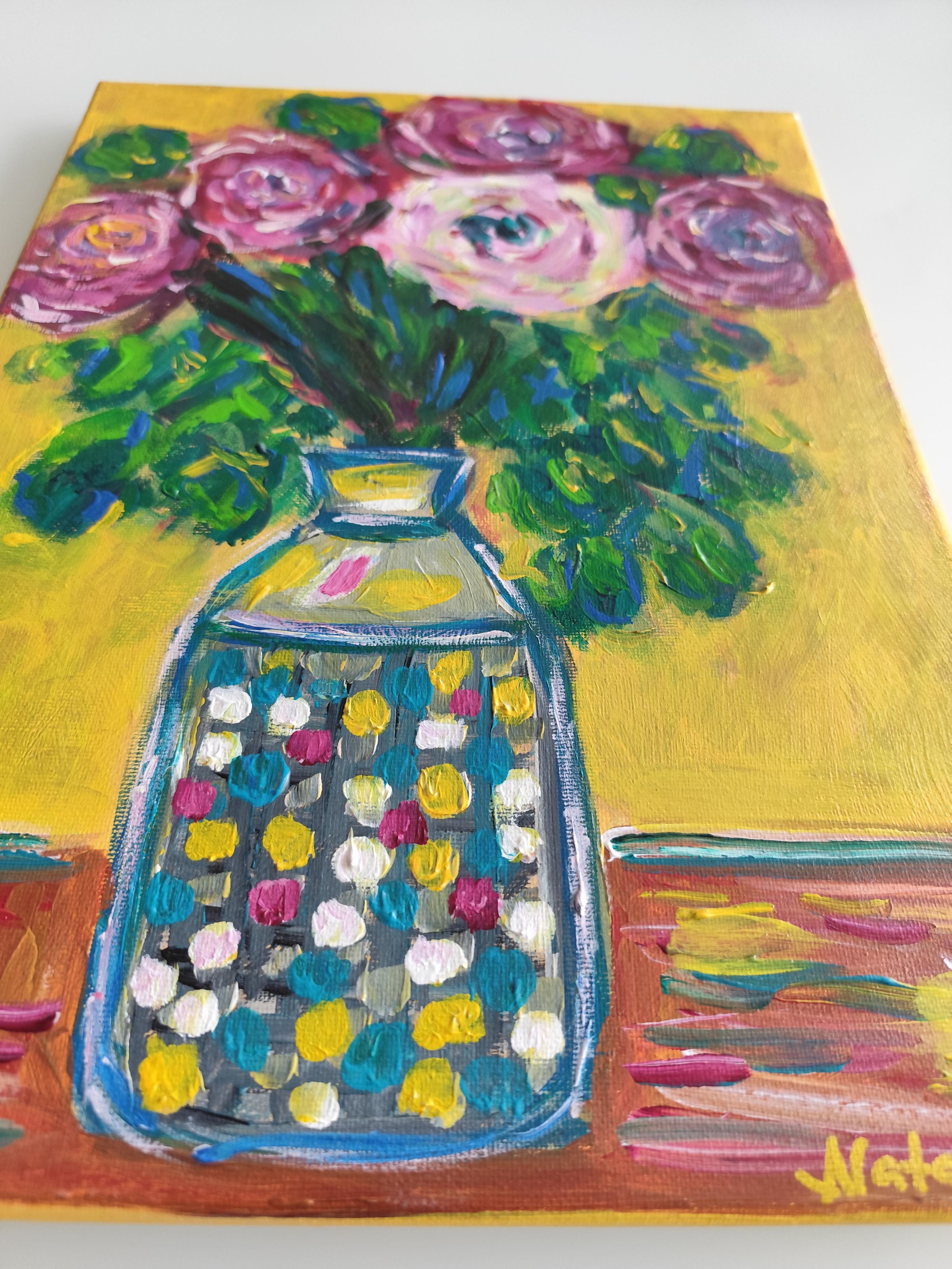 Zeitgenössische abstrakte impressionistische florale Malerei Leinwand 