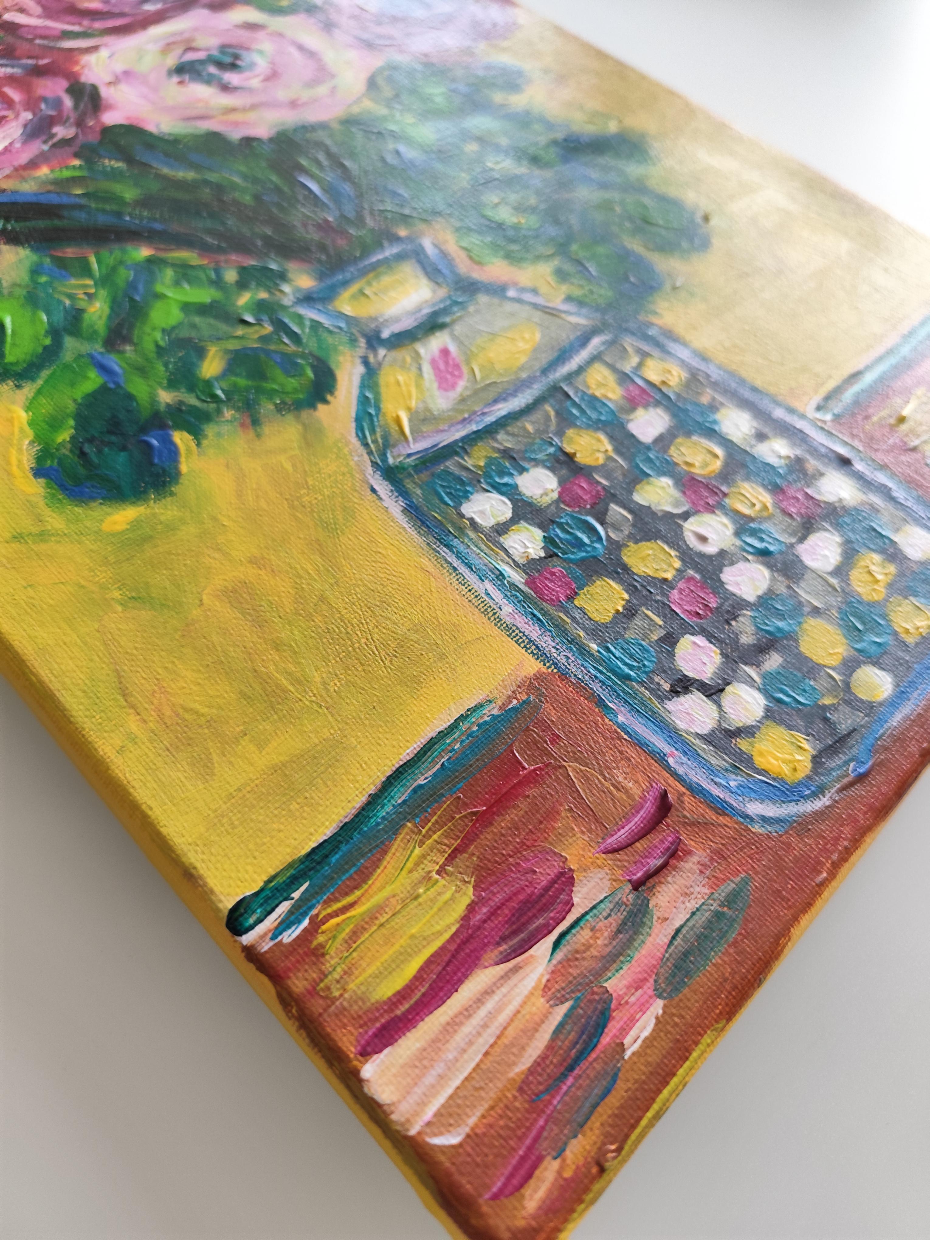 Zeitgenössische abstrakte impressionistische florale Malerei Leinwand 