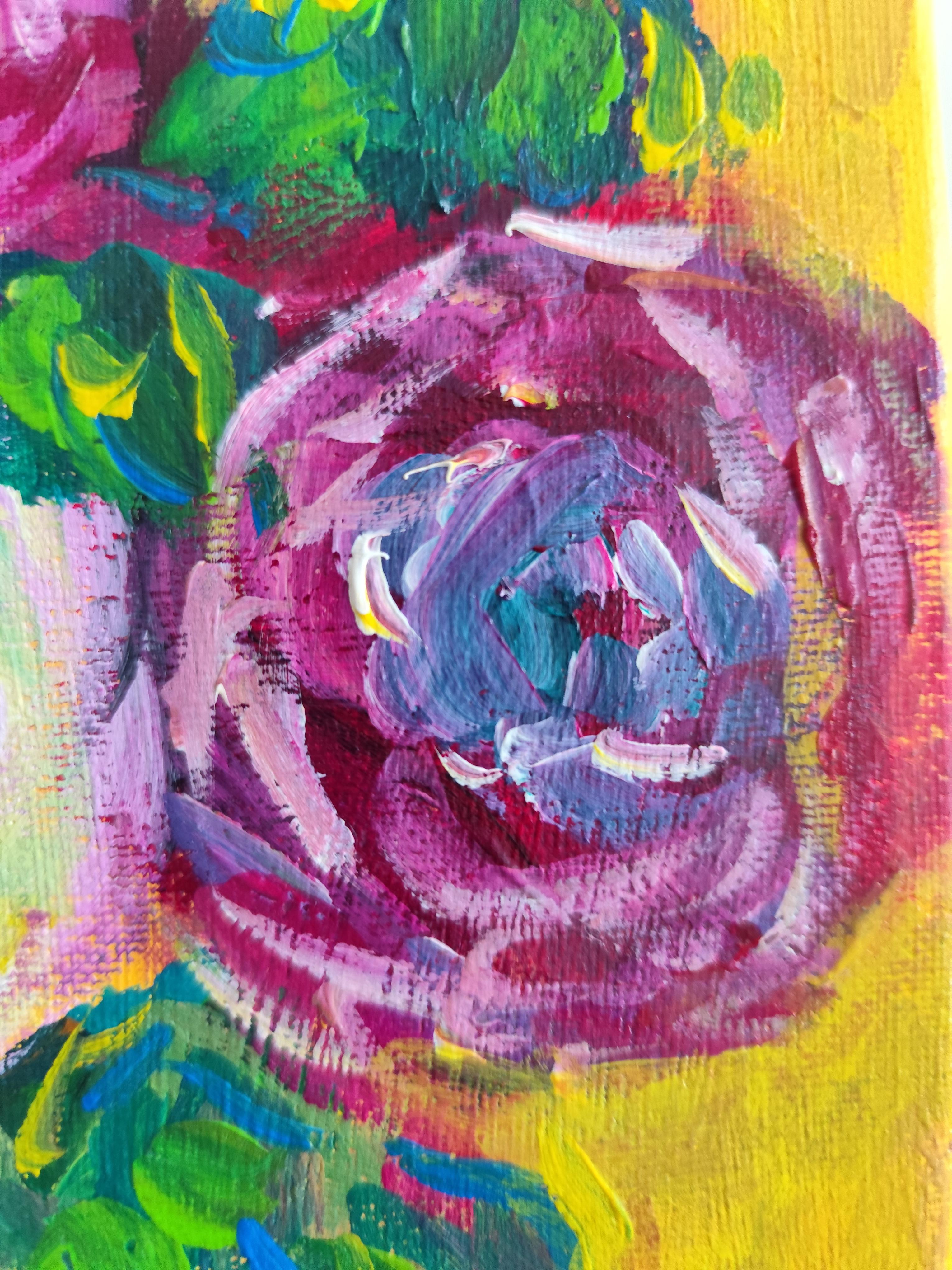 Zeitgenössische abstrakte impressionistische florale Malerei Leinwand 