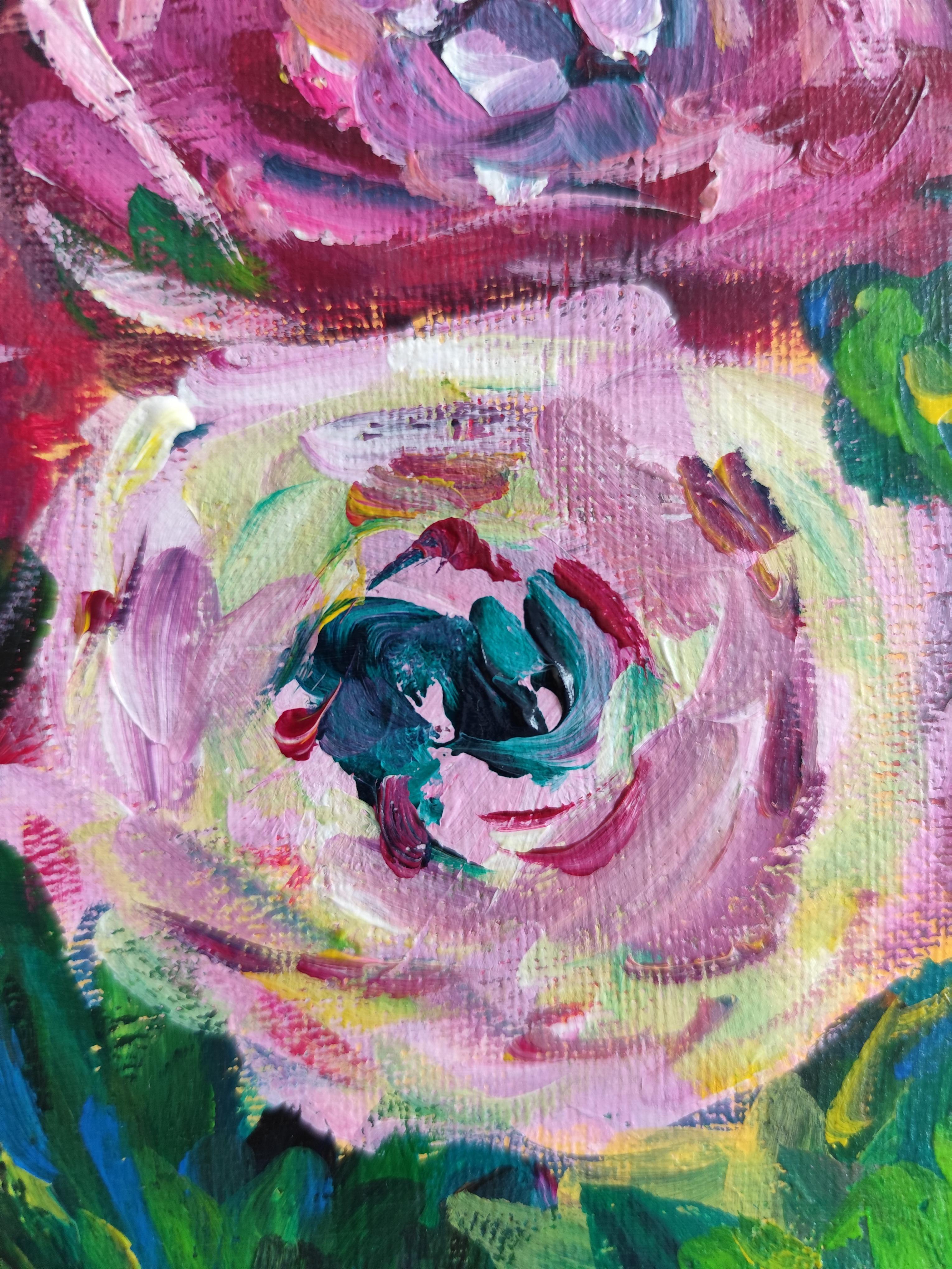 Zeitgenössische abstrakte impressionistische florale Malerei Leinwand 