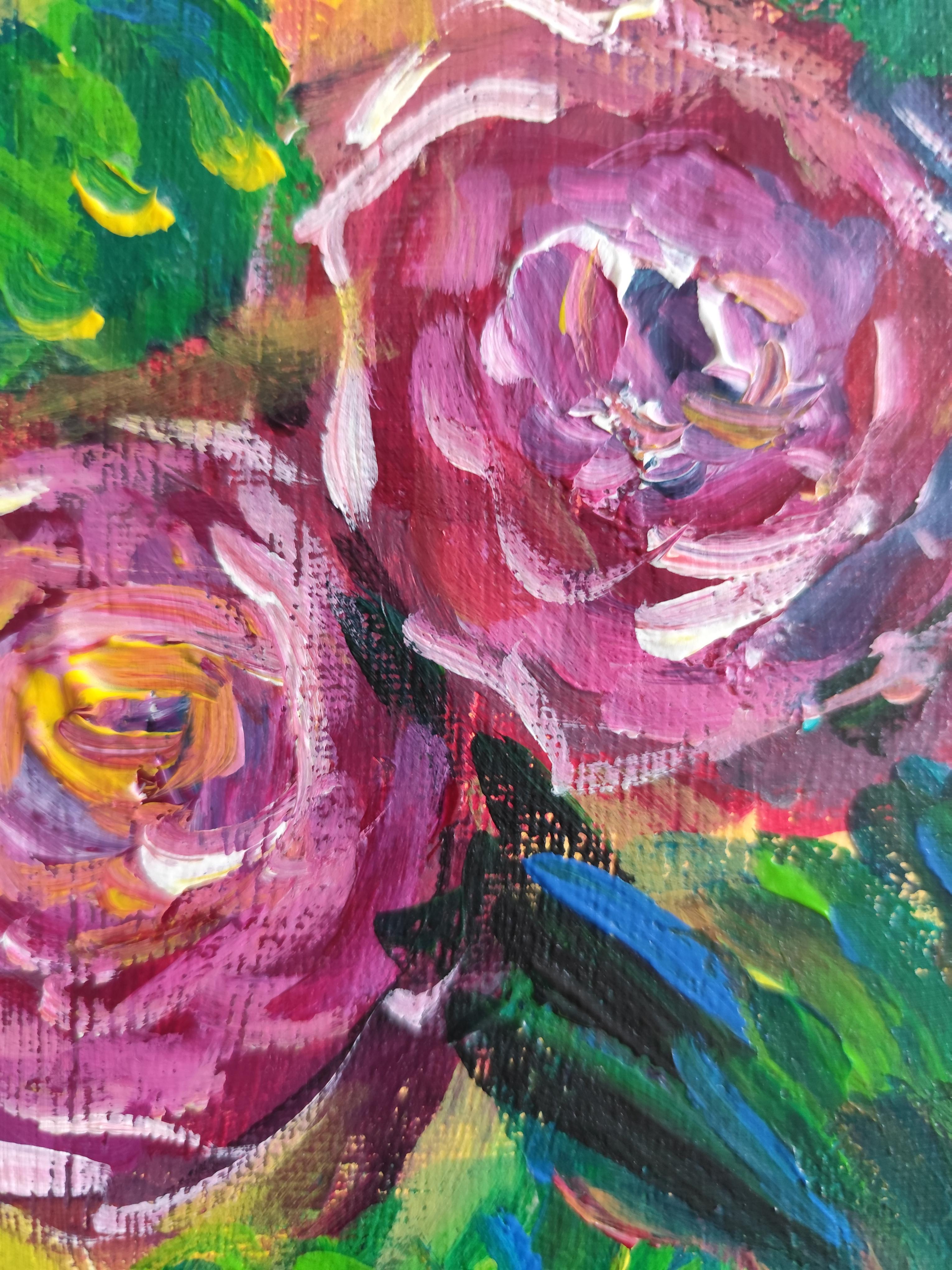 Zeitgenössische abstrakte impressionistische florale Malerei Leinwand 