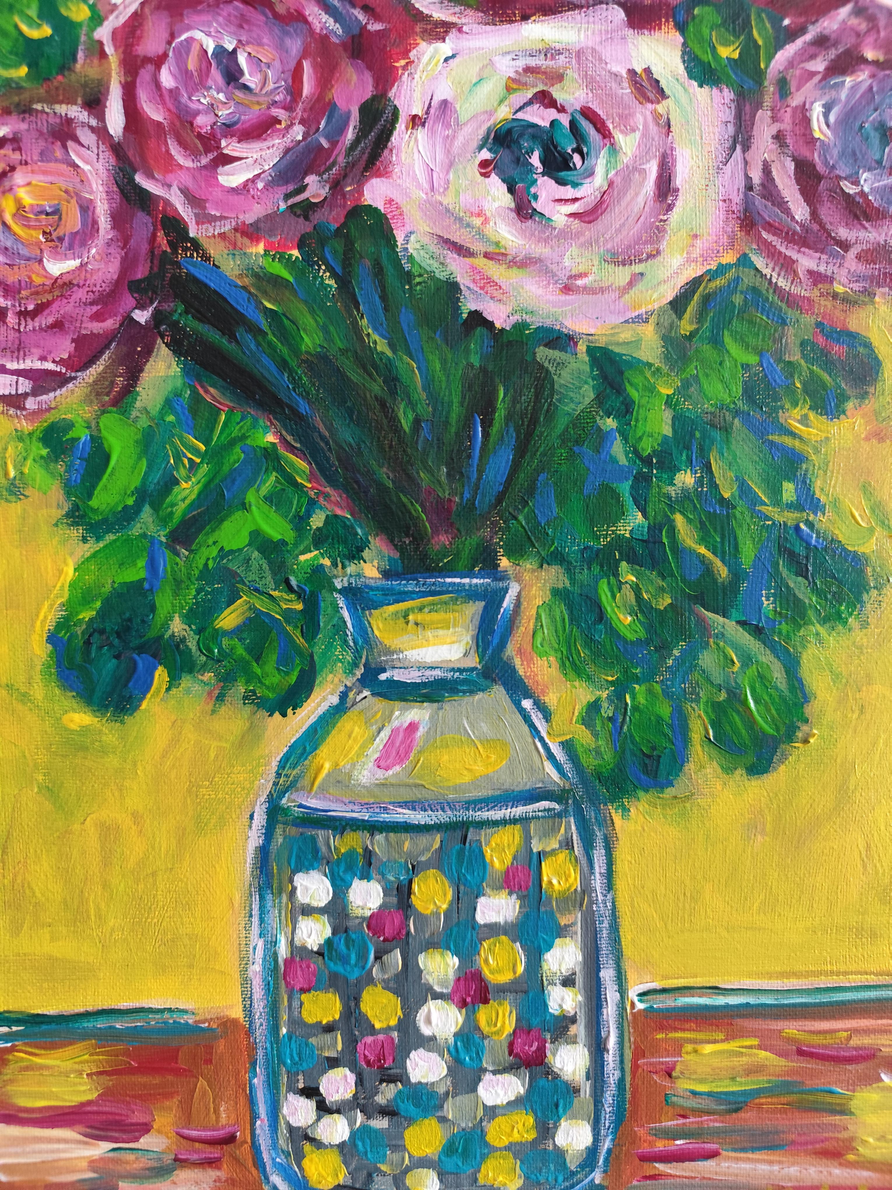 Zeitgenössische abstrakte impressionistische florale Malerei Leinwand 