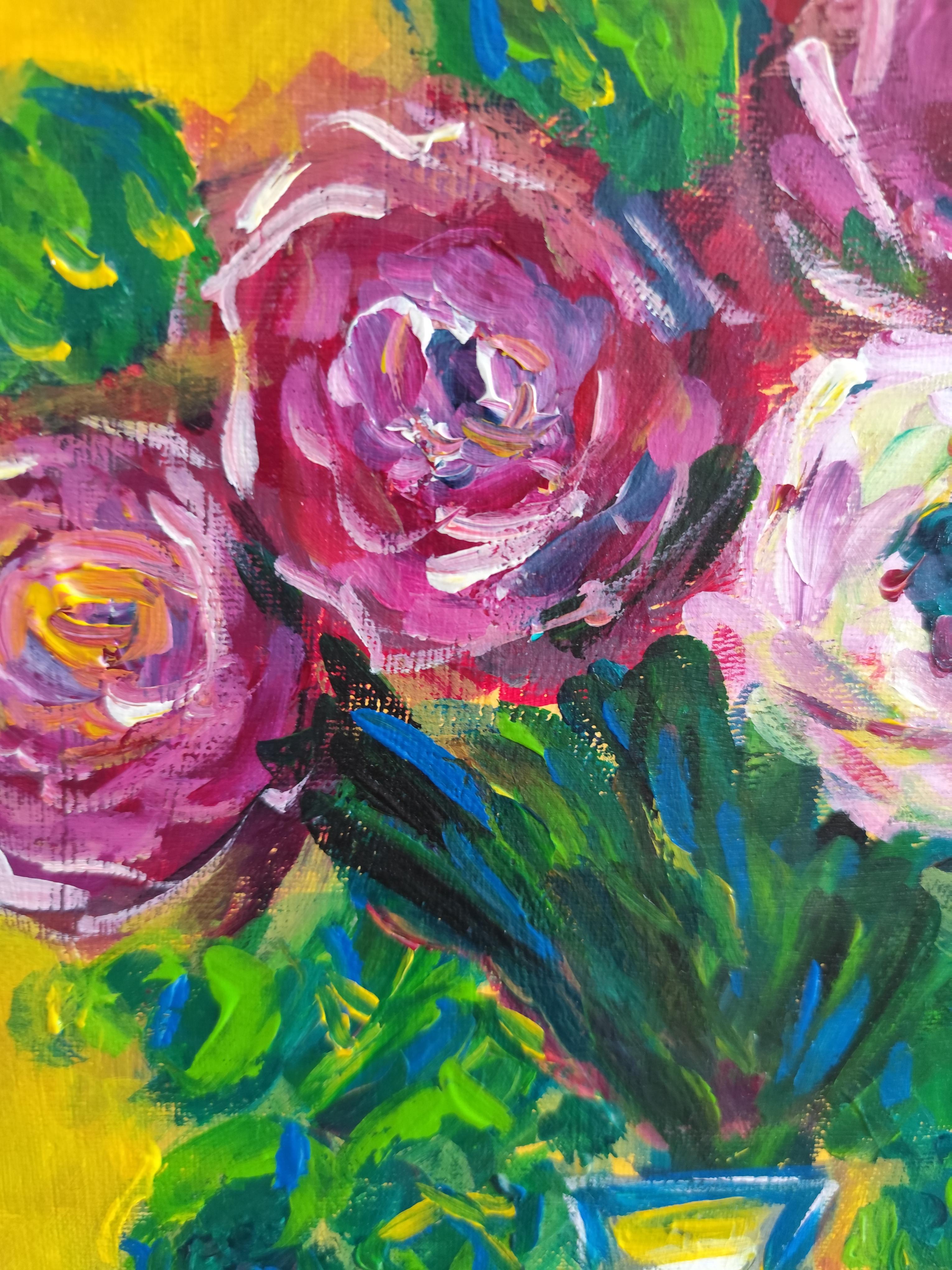 Zeitgenössische abstrakte impressionistische florale Malerei Leinwand 