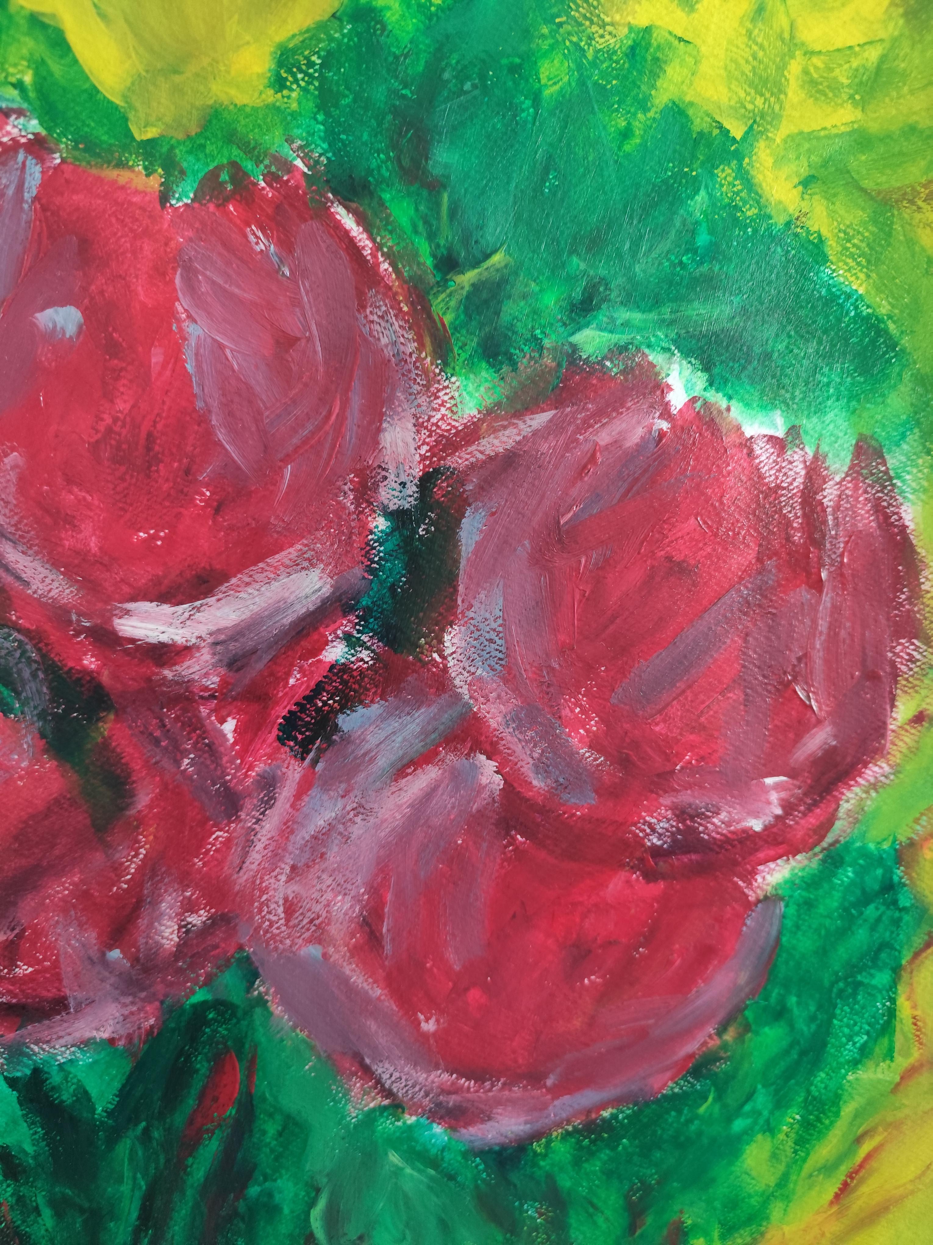 Zeitgenössische abstrakte impressionistische Blumenmalerei 