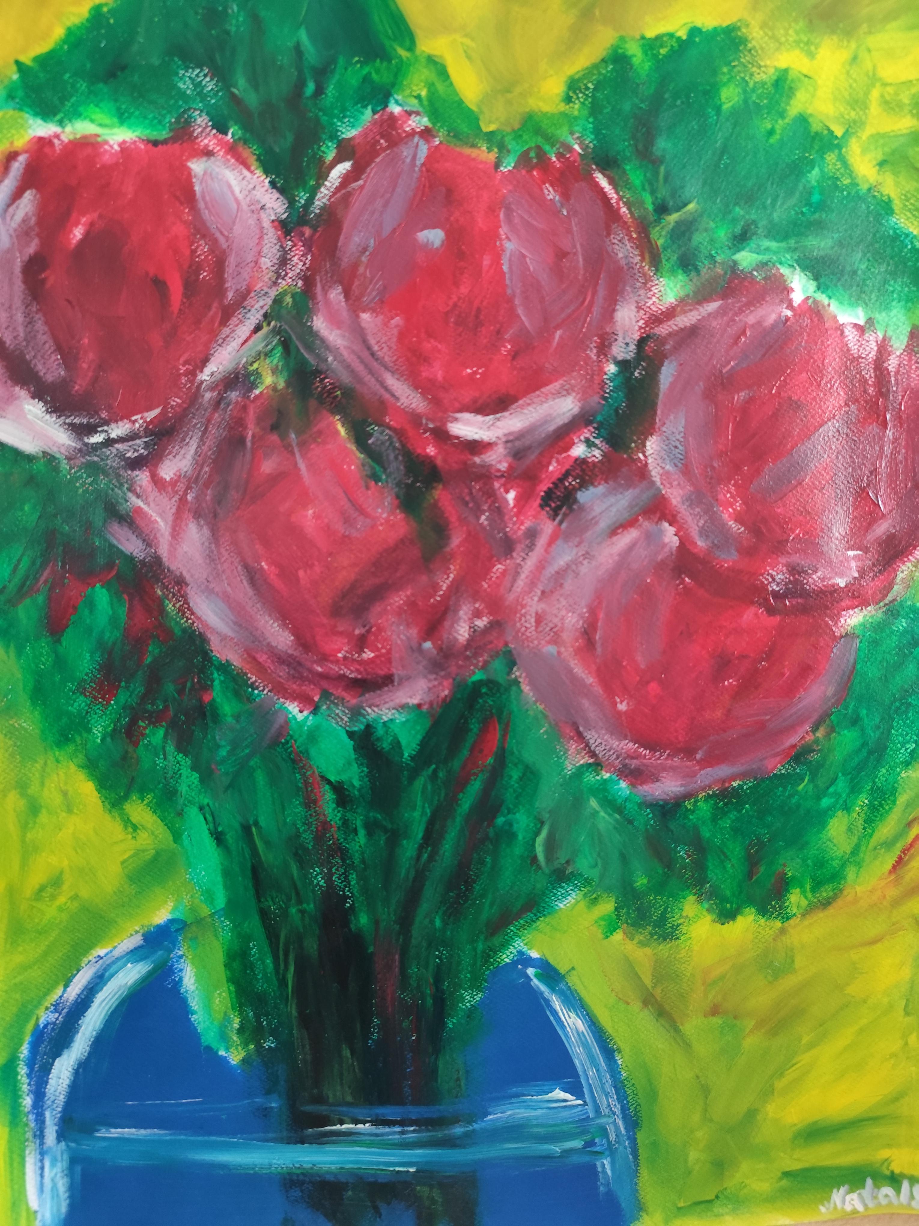 Zeitgenössische abstrakte impressionistische Blumenmalerei 