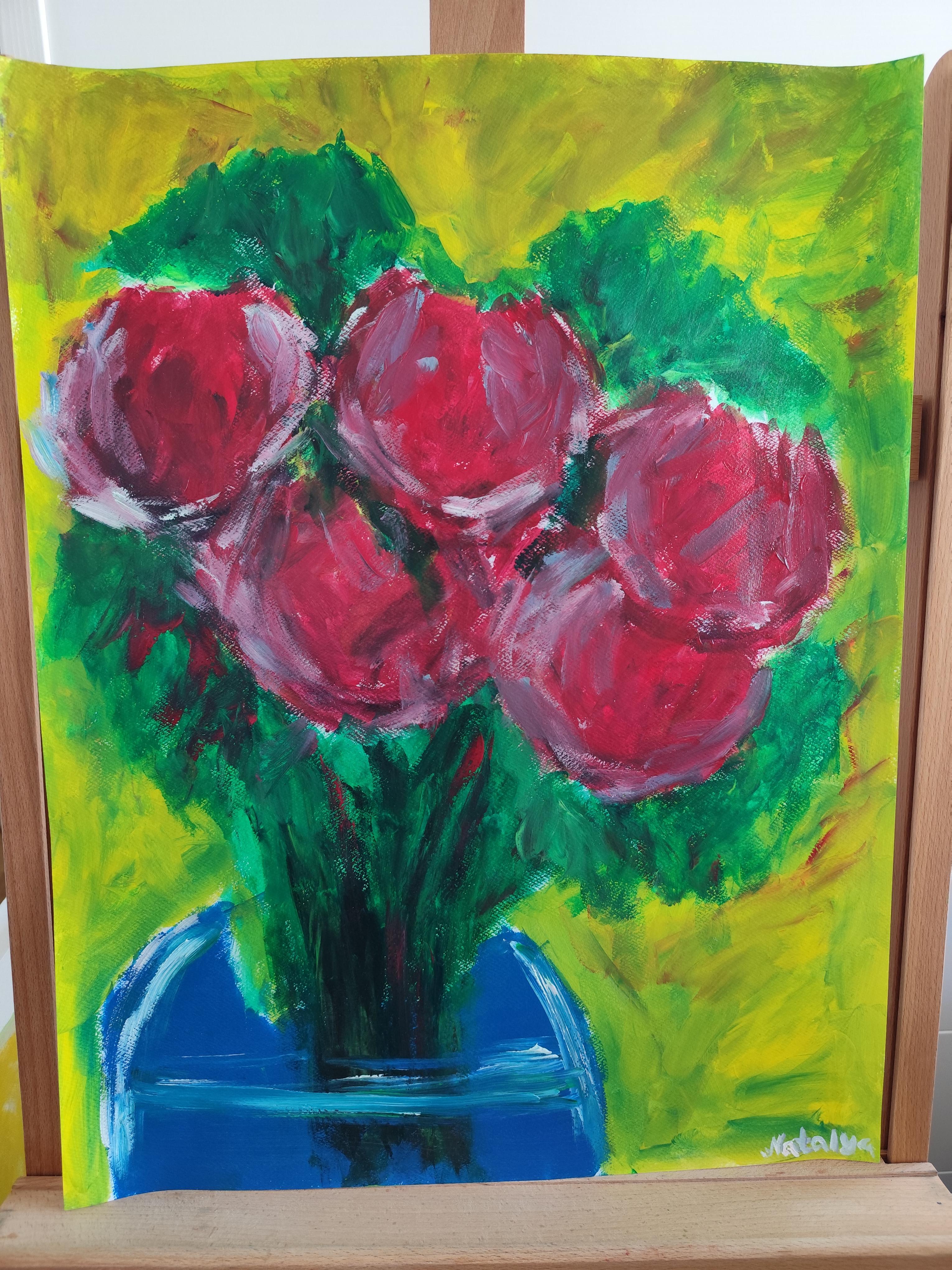 Zeitgenössische abstrakte impressionistische Blumenmalerei 