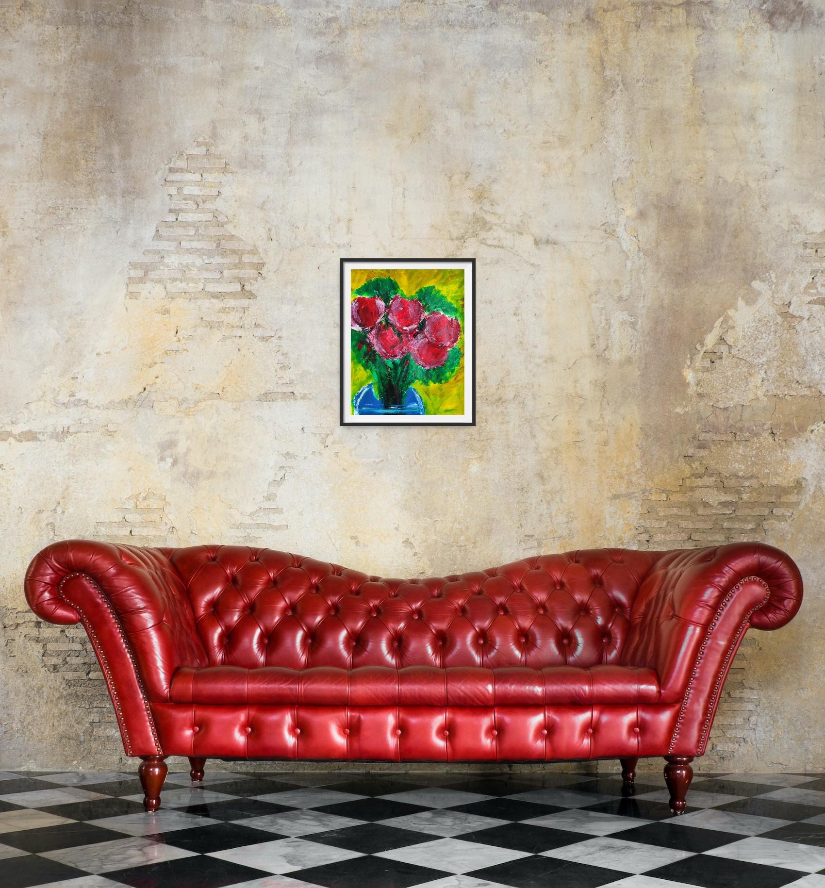 Zeitgenössische abstrakte impressionistische Blumenmalerei 