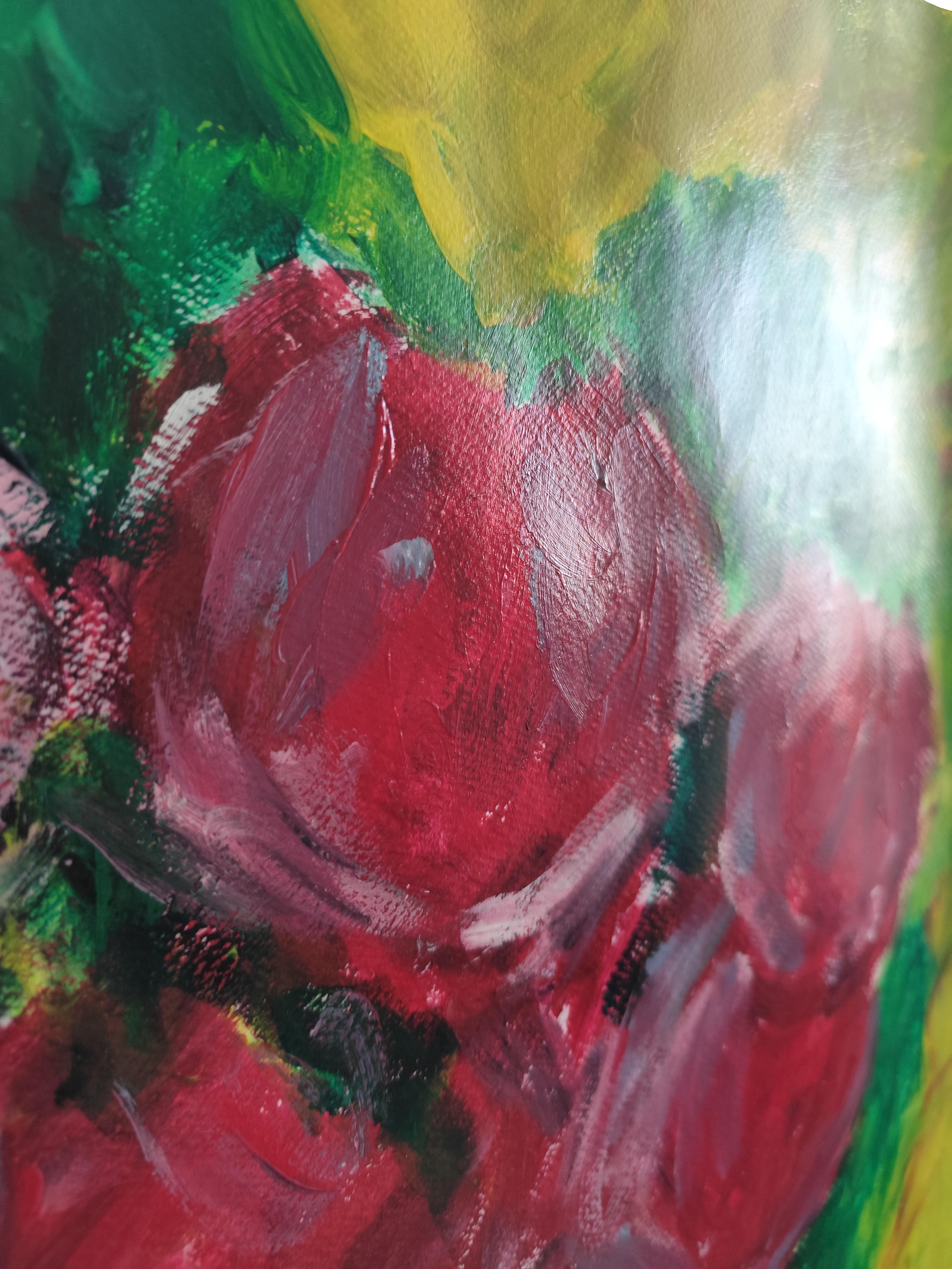 Zeitgenössische abstrakte impressionistische Blumenmalerei 