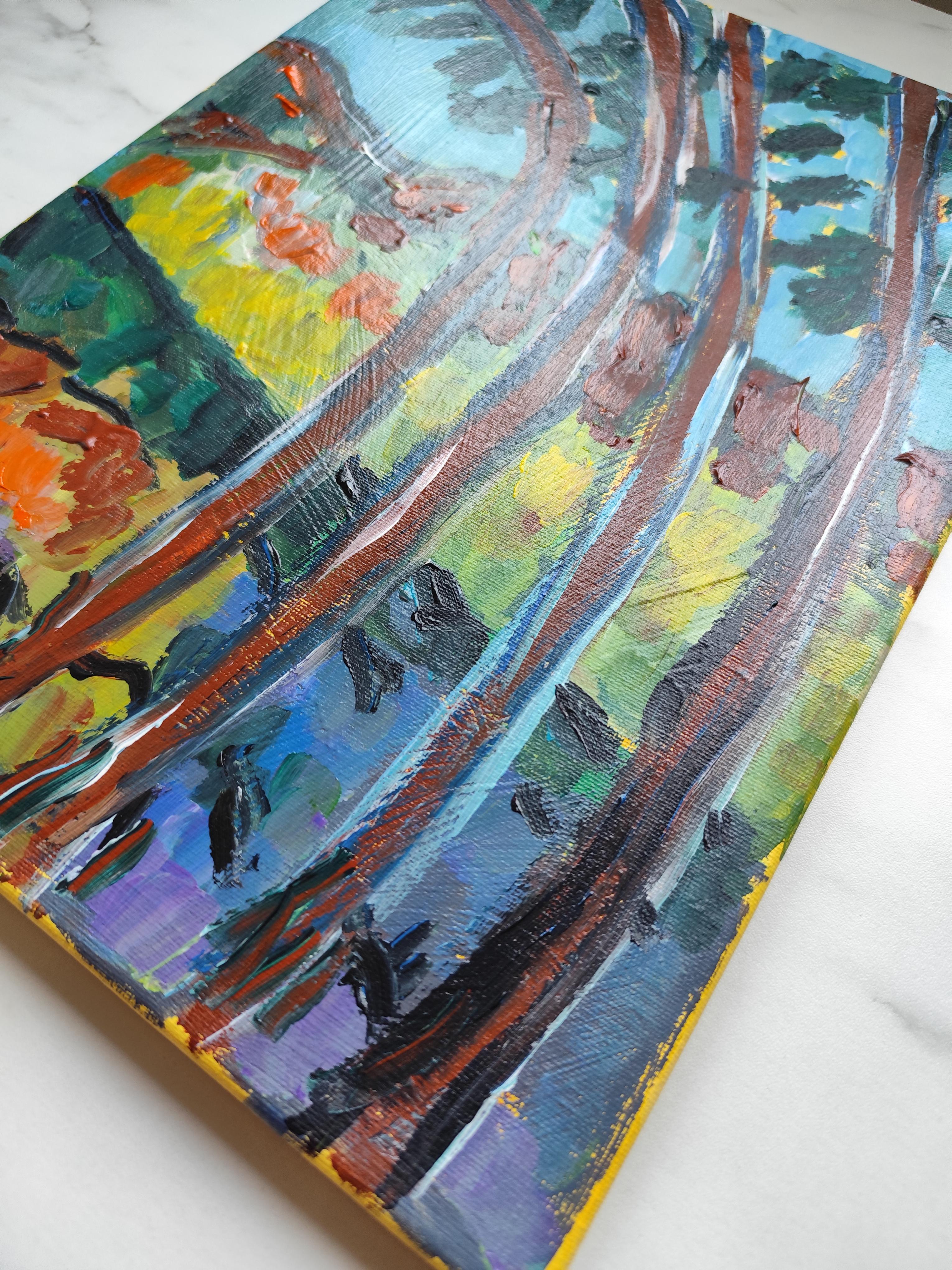 Contemporary abstract Impressionist landscape on canvas 