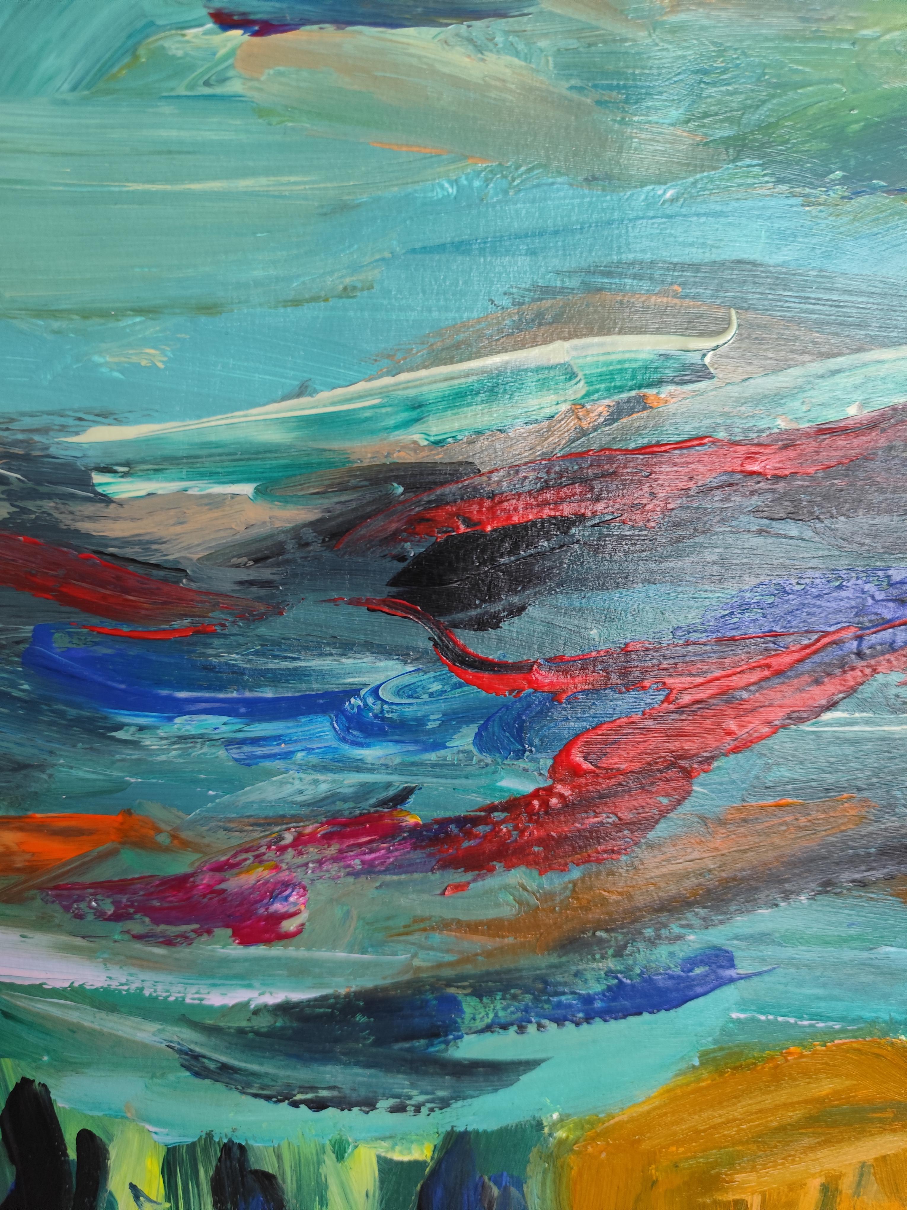 Contemporary abstract impressionist nature acrylic painting 