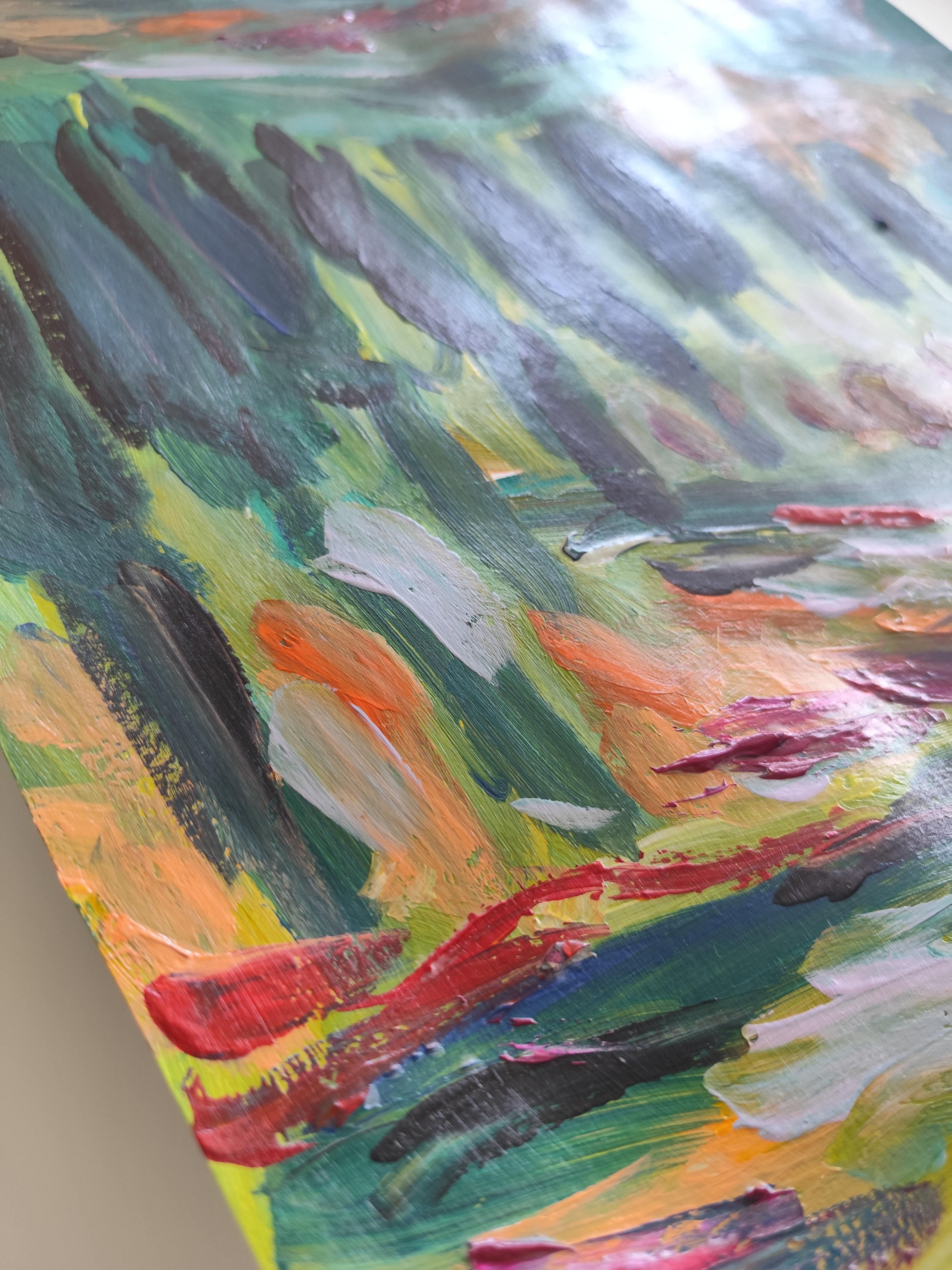 Contemporary abstract impressionist nature acrylic painting 