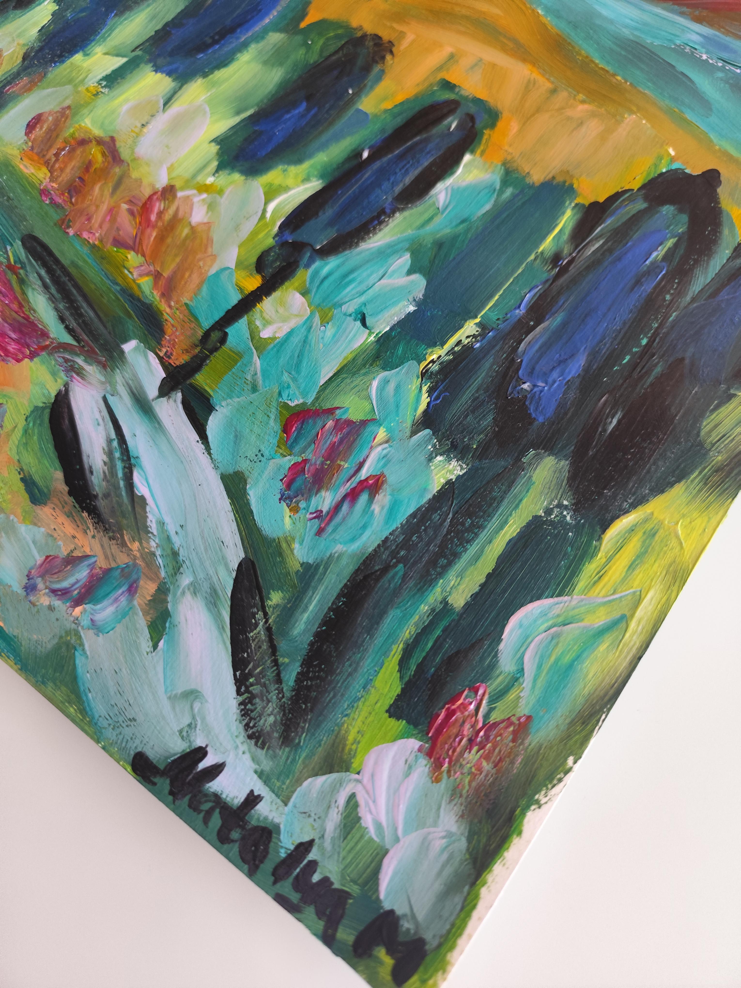 Contemporary abstract impressionist nature acrylic painting 