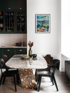 Contemporary abstract impressionist nature acrylic painting "Nestled in silence"