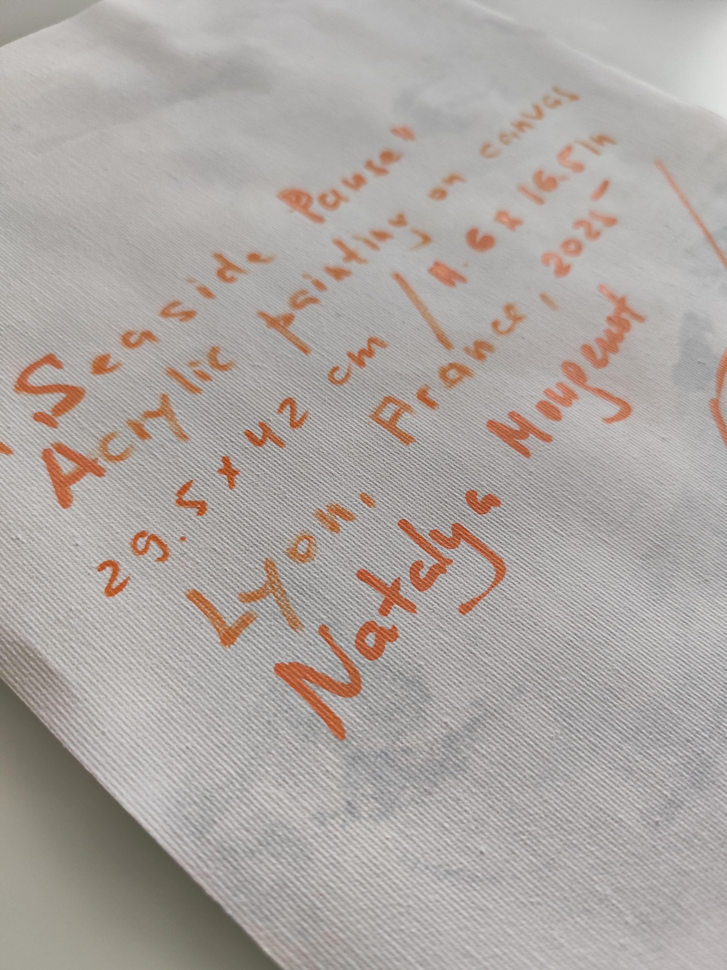 Contemporary abstract Impressionist nature painting boat beach 