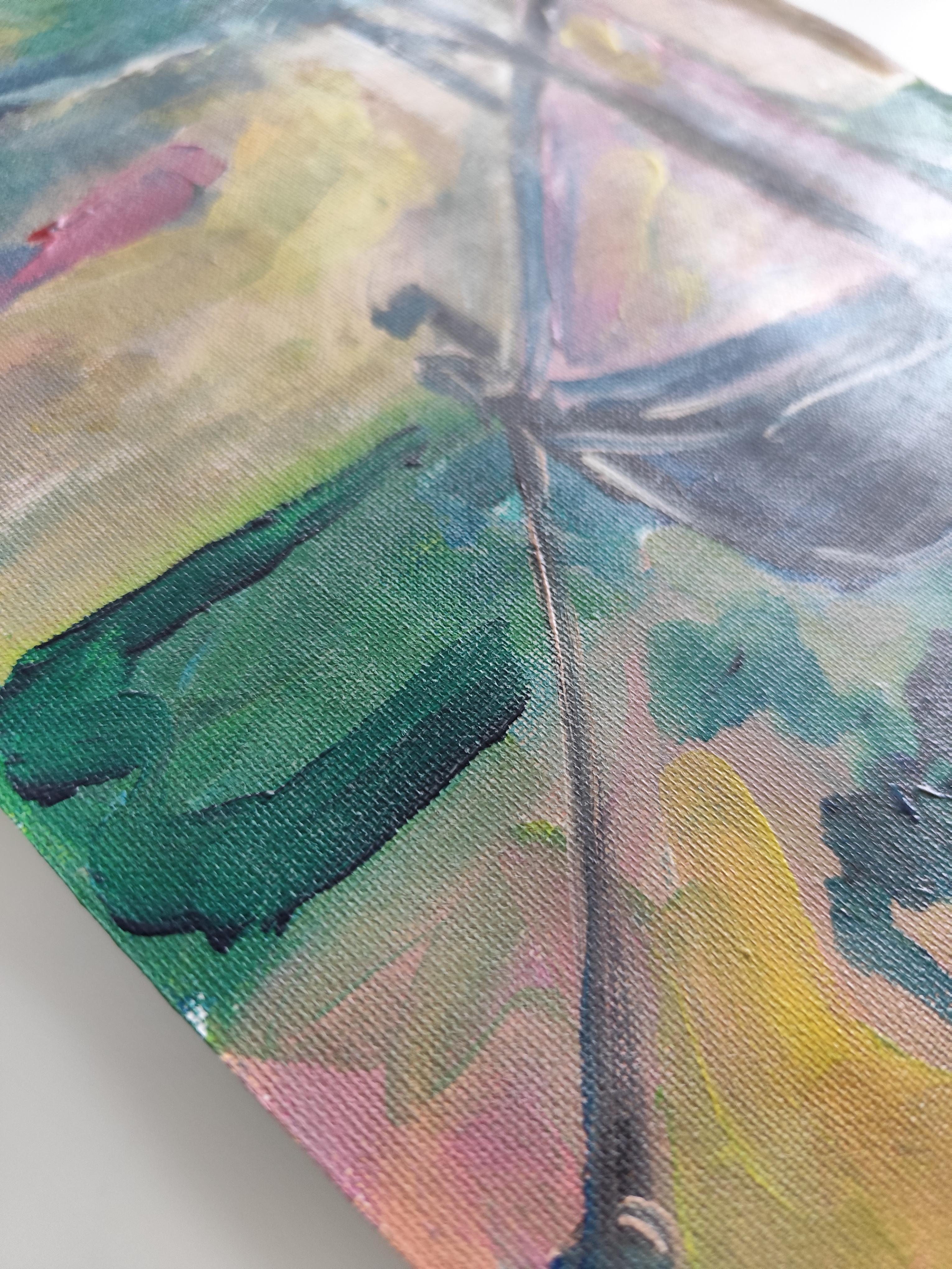 Contemporary abstract Impressionist nature painting boat beach 