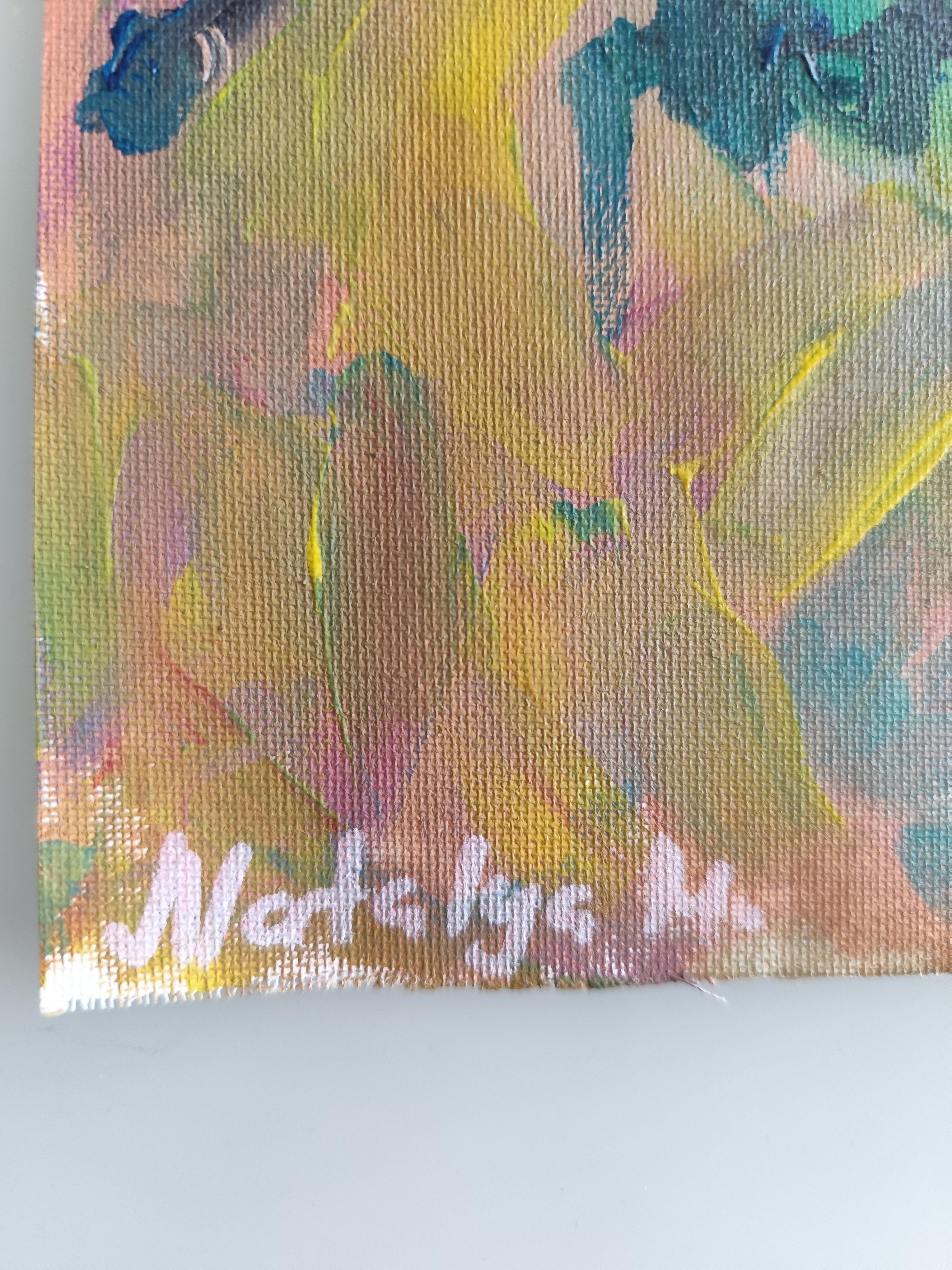 Contemporary abstract Impressionist nature painting boat beach 