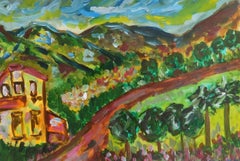 Contemporary abstract impressionist nature painting "The blue above Provence"
