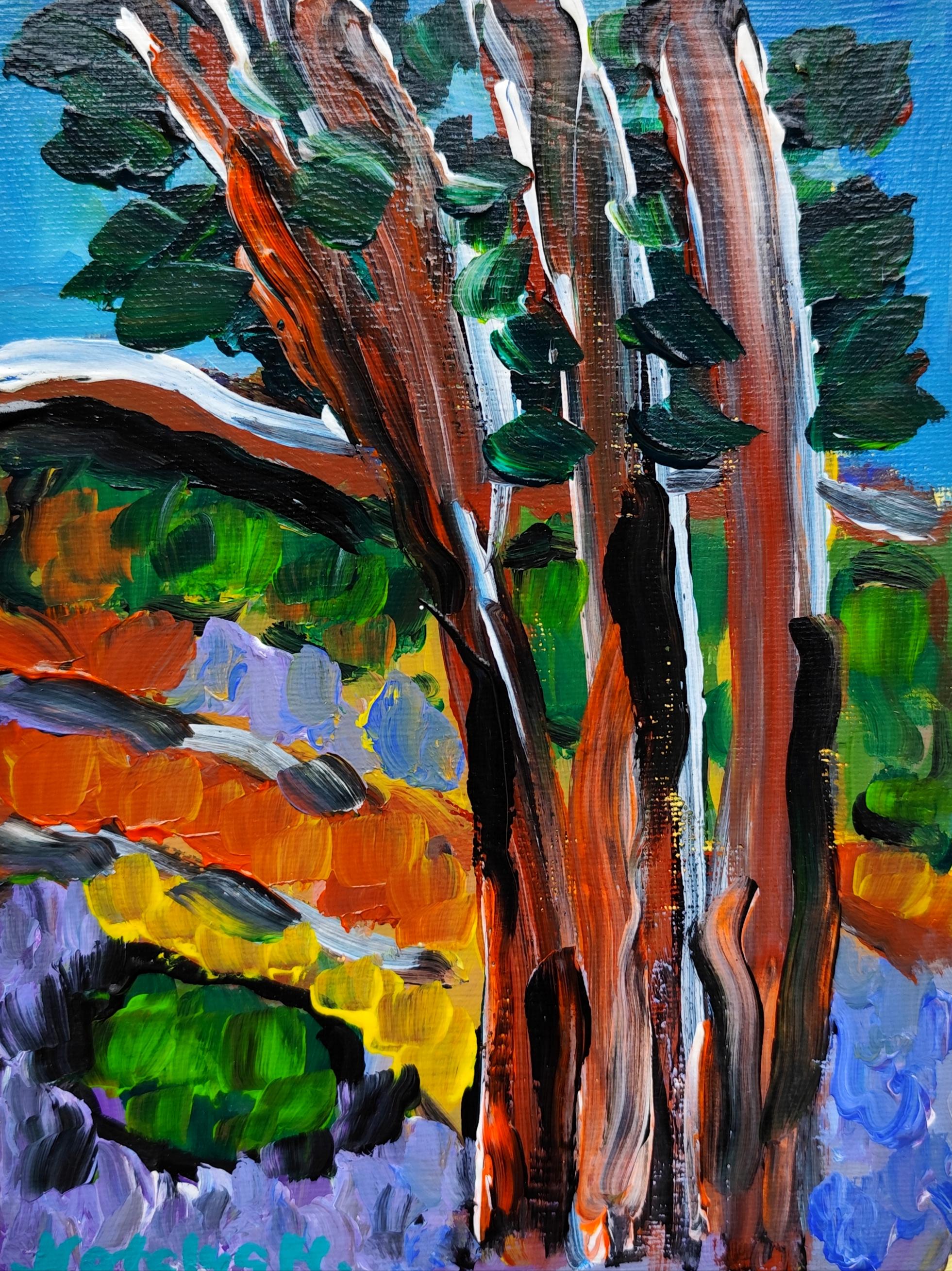 Contemporary Abstract Impressionist Painting Small Format Art "Nature's echo"