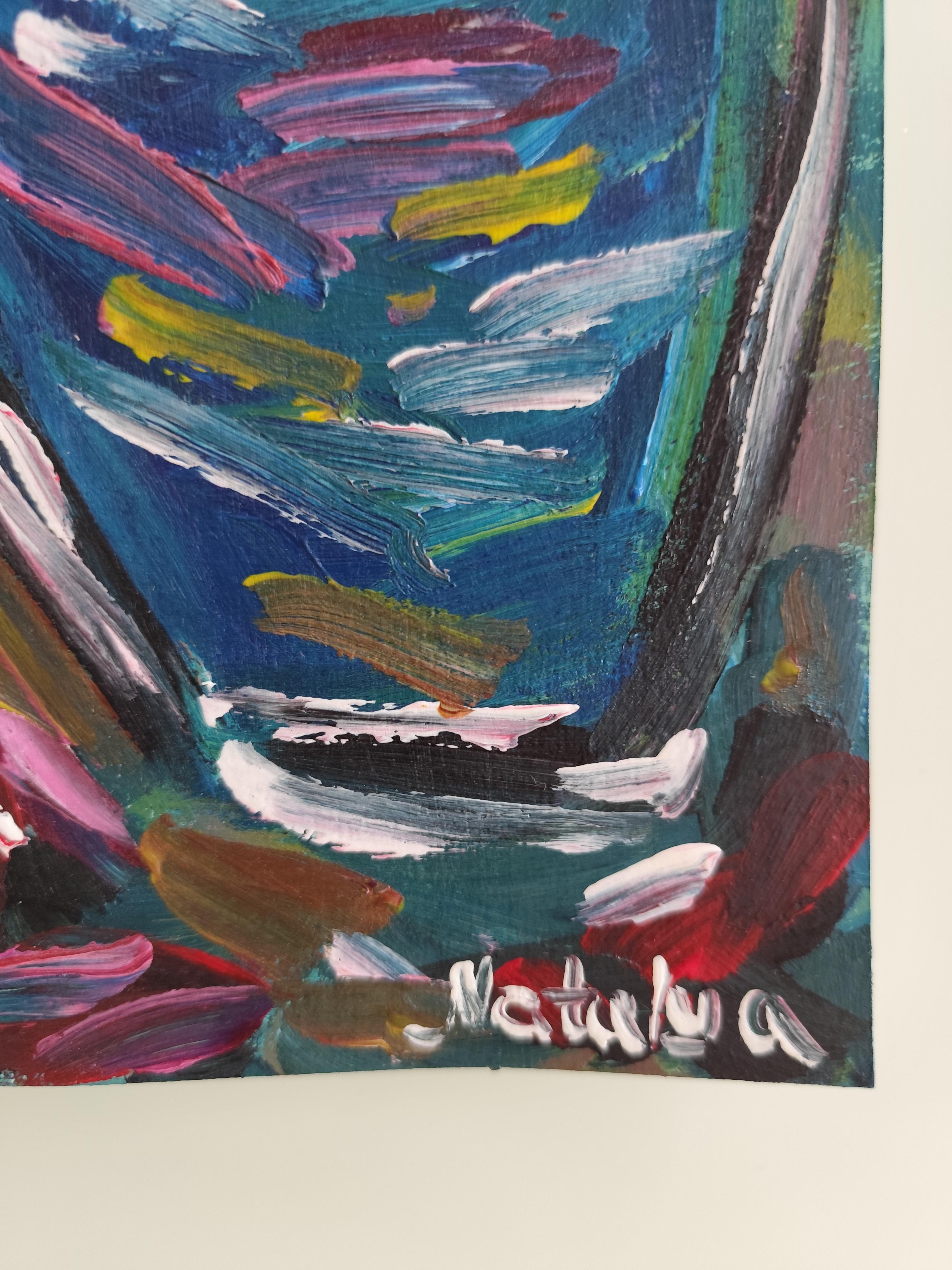 Opera d'arte astratta contemporanea di natura morta impressionista 