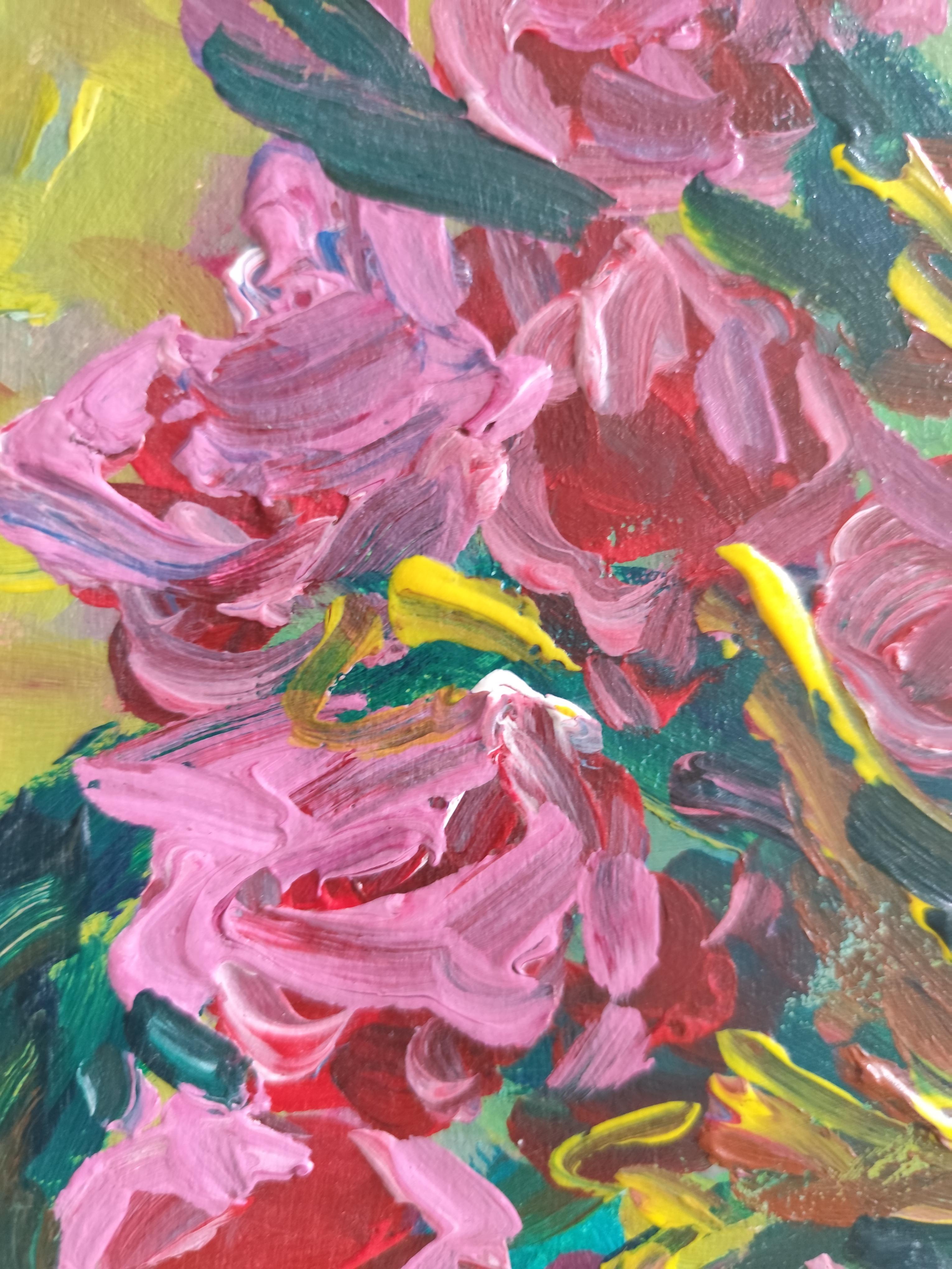 Opera d'arte astratta contemporanea di natura morta impressionista 