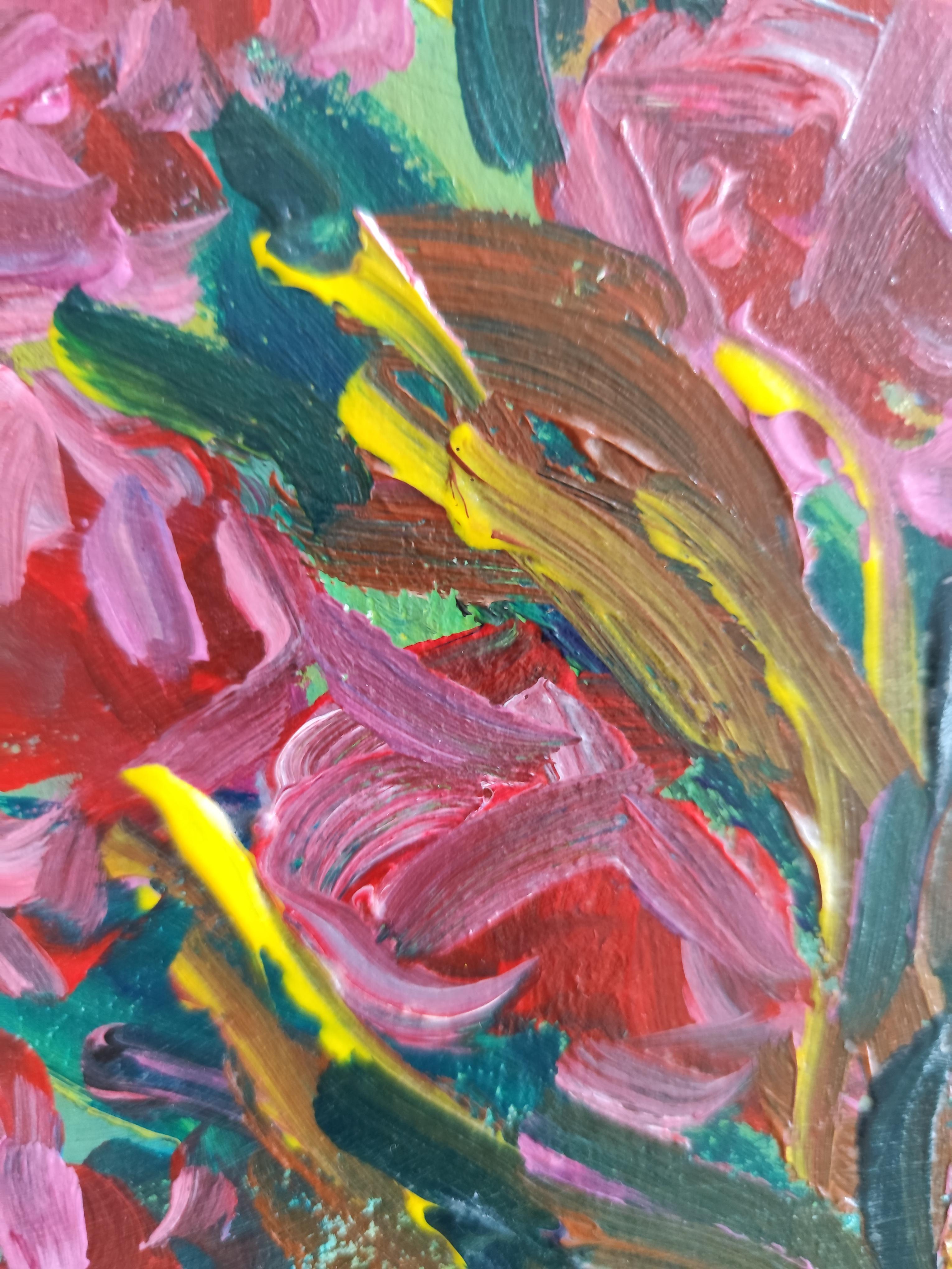 Opera d'arte astratta contemporanea di natura morta impressionista 