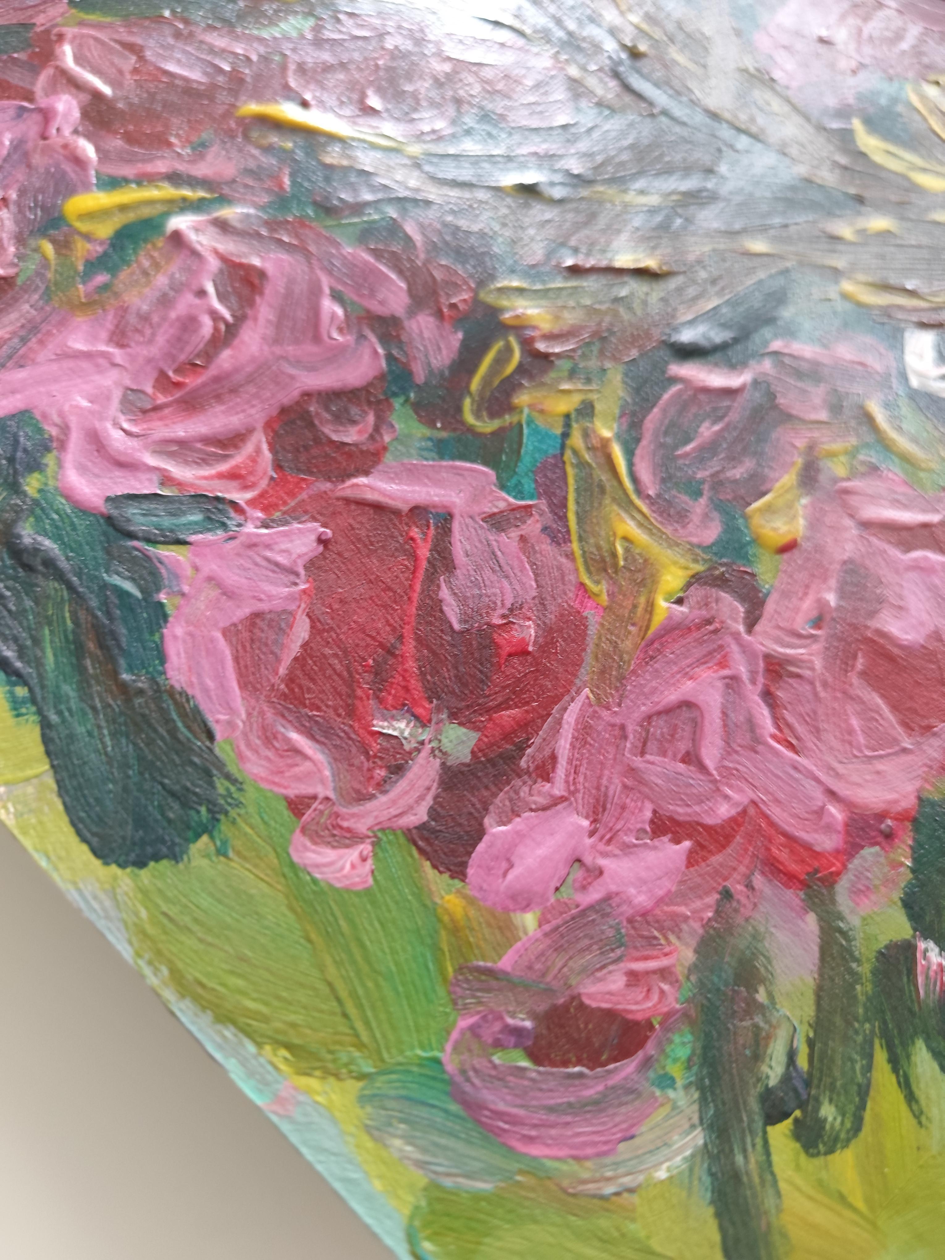 Opera d'arte astratta contemporanea di natura morta impressionista 