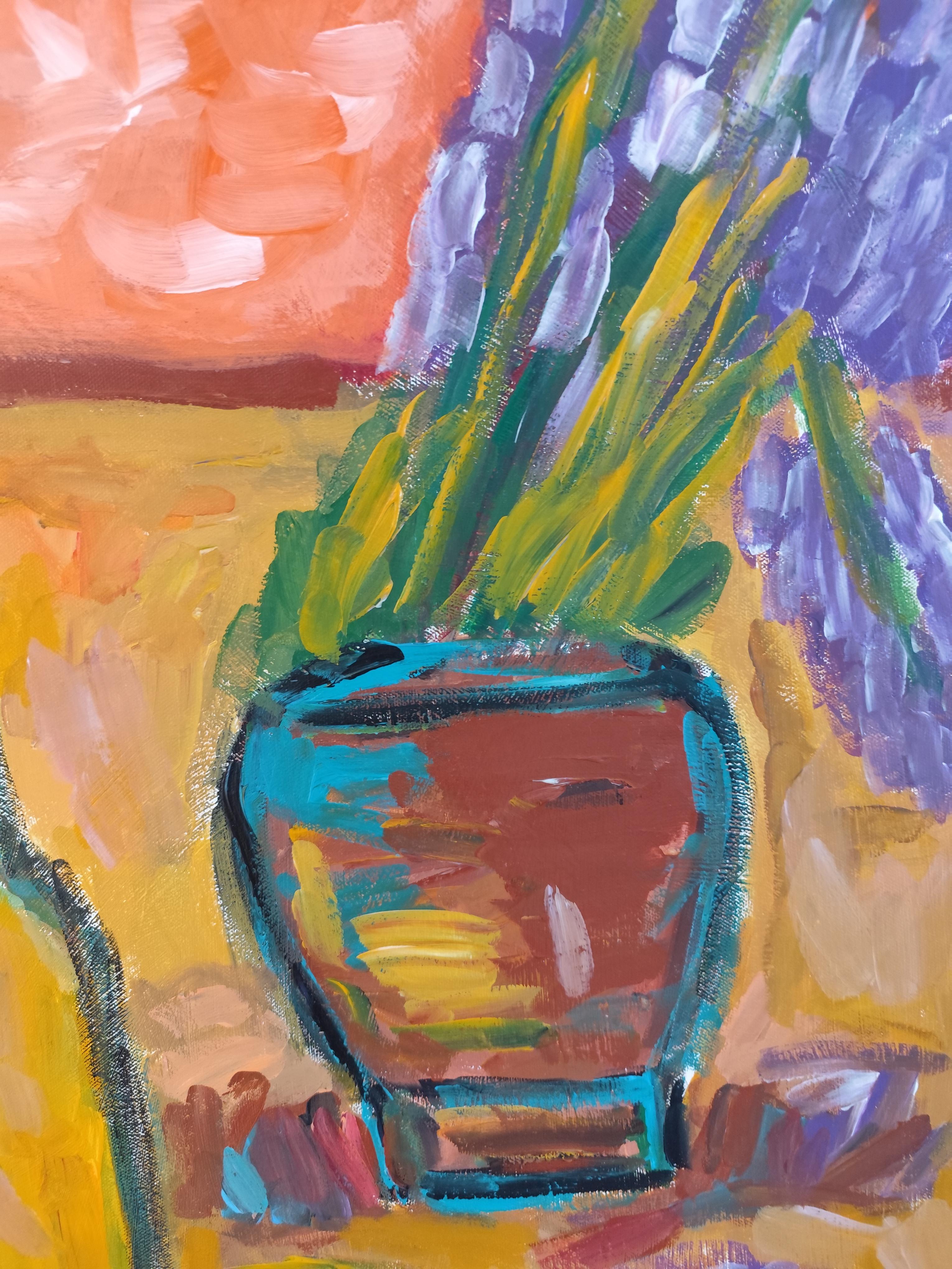 Zeitgenössisches abstraktes impressionistisches Stillleben 