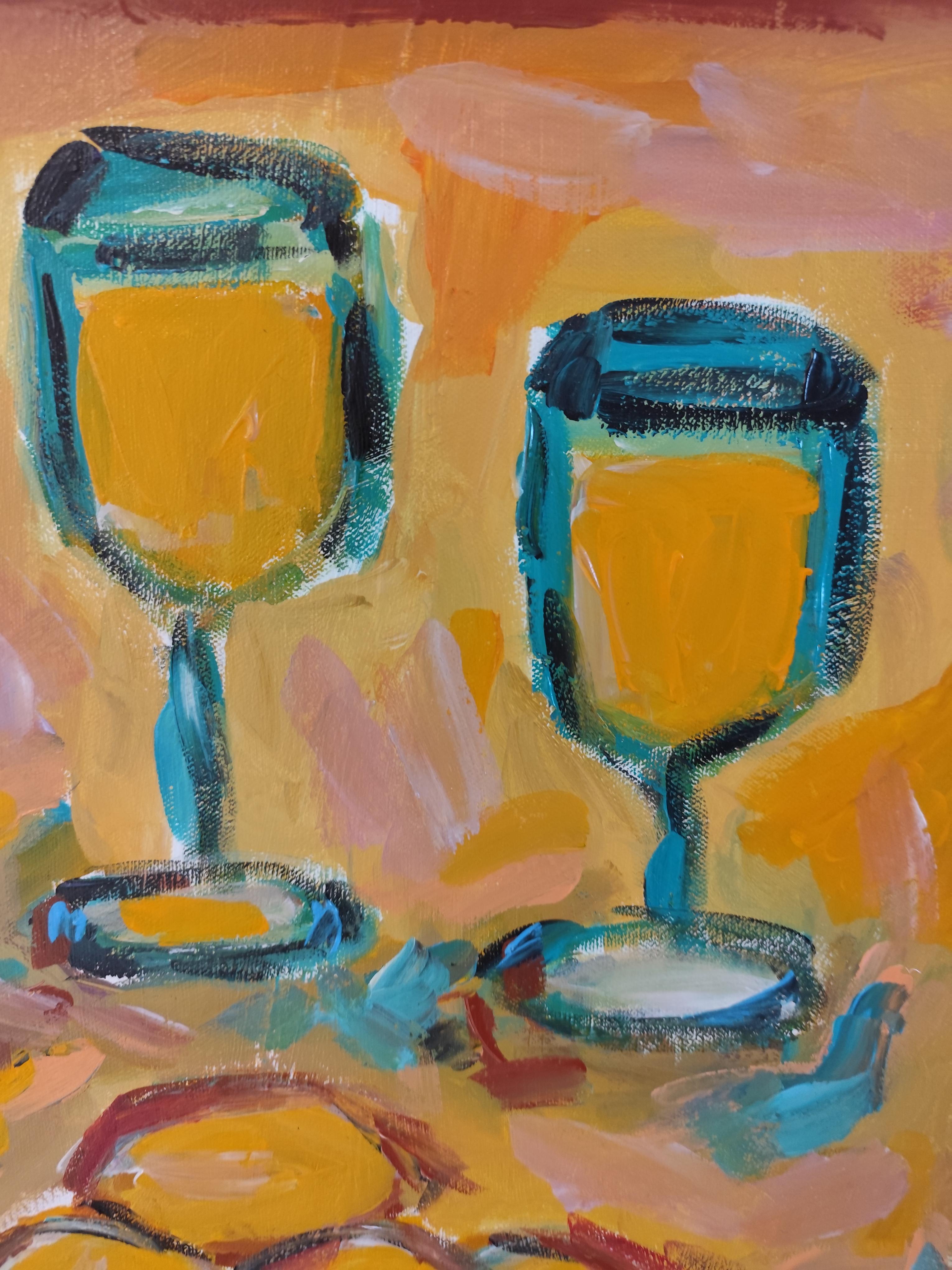 Zeitgenössisches abstraktes impressionistisches Stillleben 