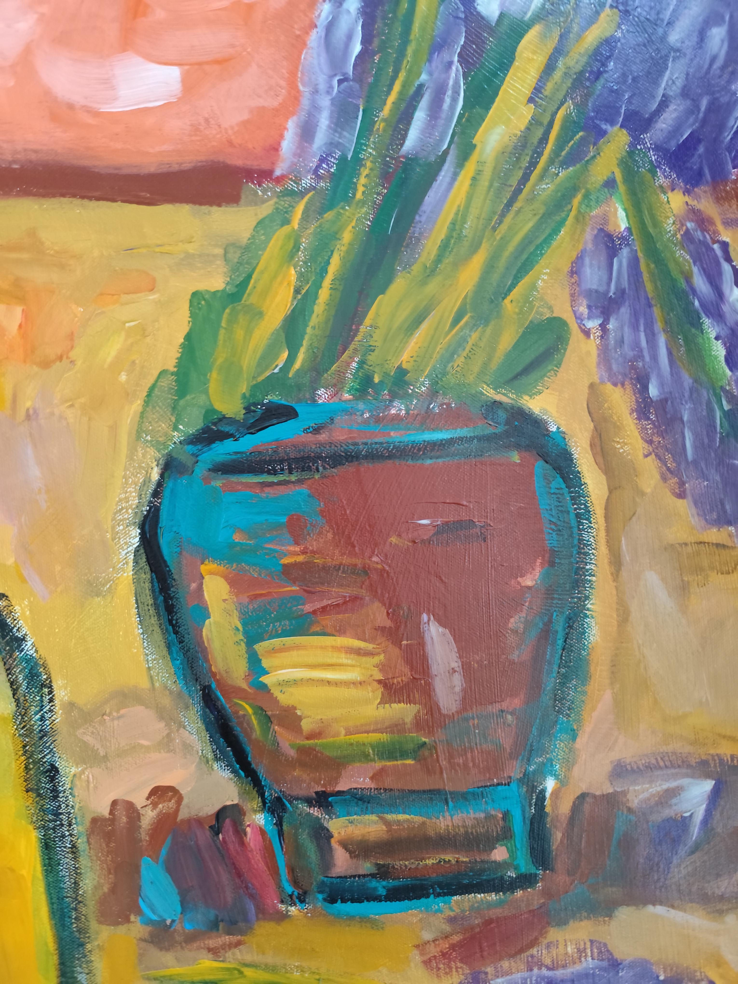 Zeitgenössisches abstraktes impressionistisches Stillleben 