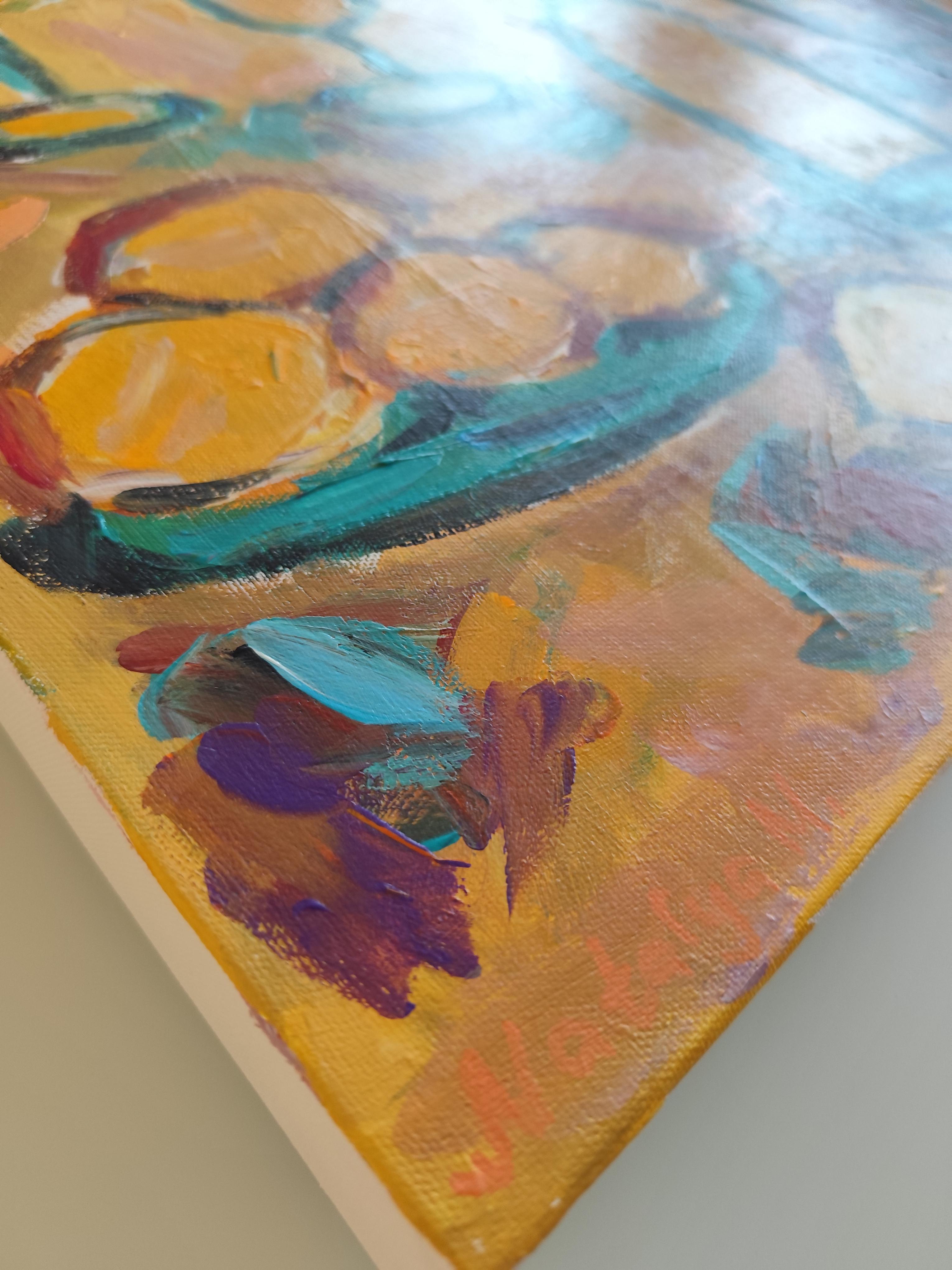 Zeitgenössisches abstraktes impressionistisches Stillleben 