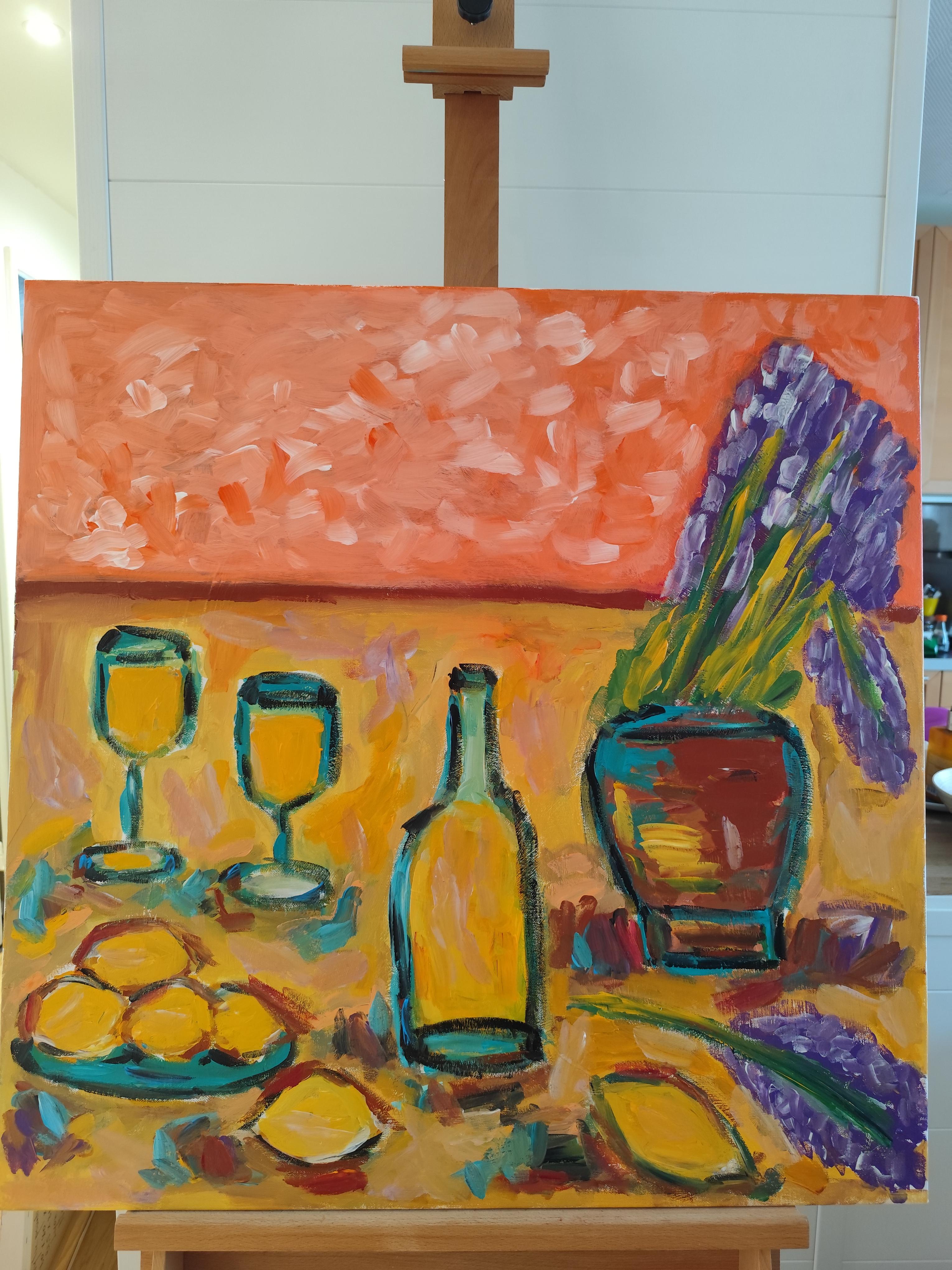 Zeitgenössisches abstraktes impressionistisches Stillleben 