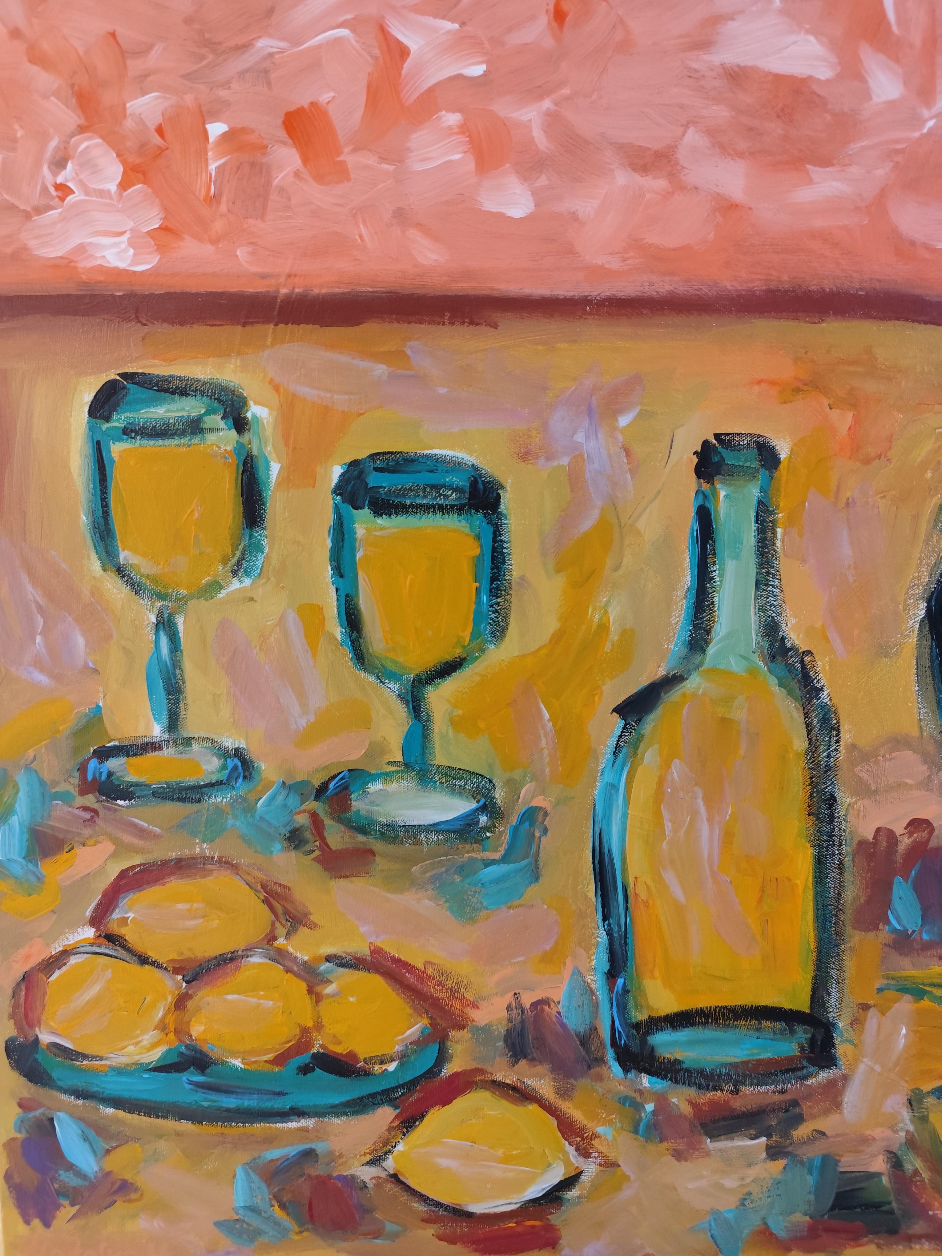 Zeitgenössisches abstraktes impressionistisches Stillleben 