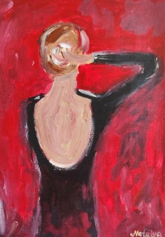 Contemporary abstract Impressionist woman's figure painting "Woman in pose"
