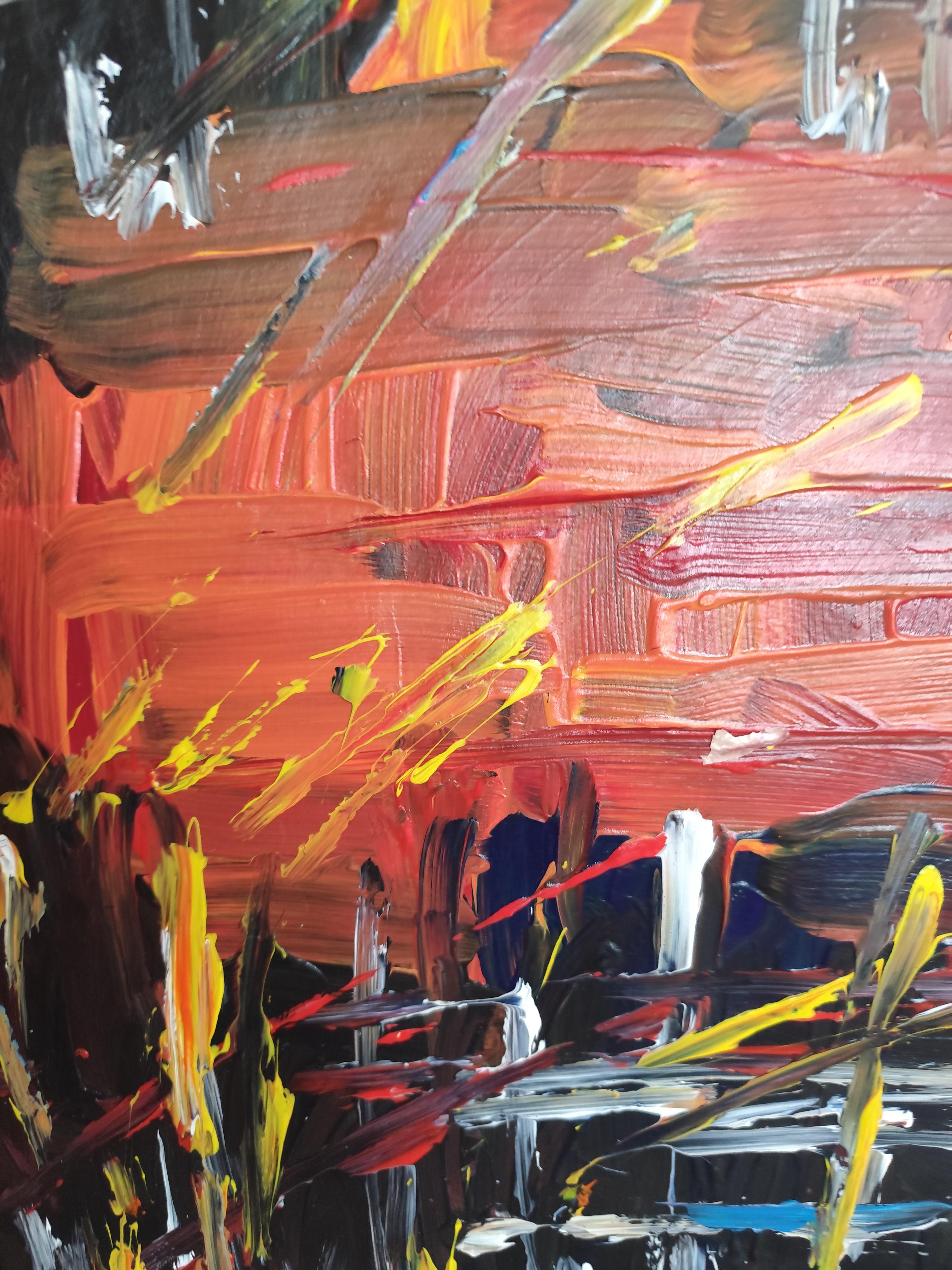 Pintura acrílica expresiva abstracta contemporánea de interior sobre papel en venta 5
