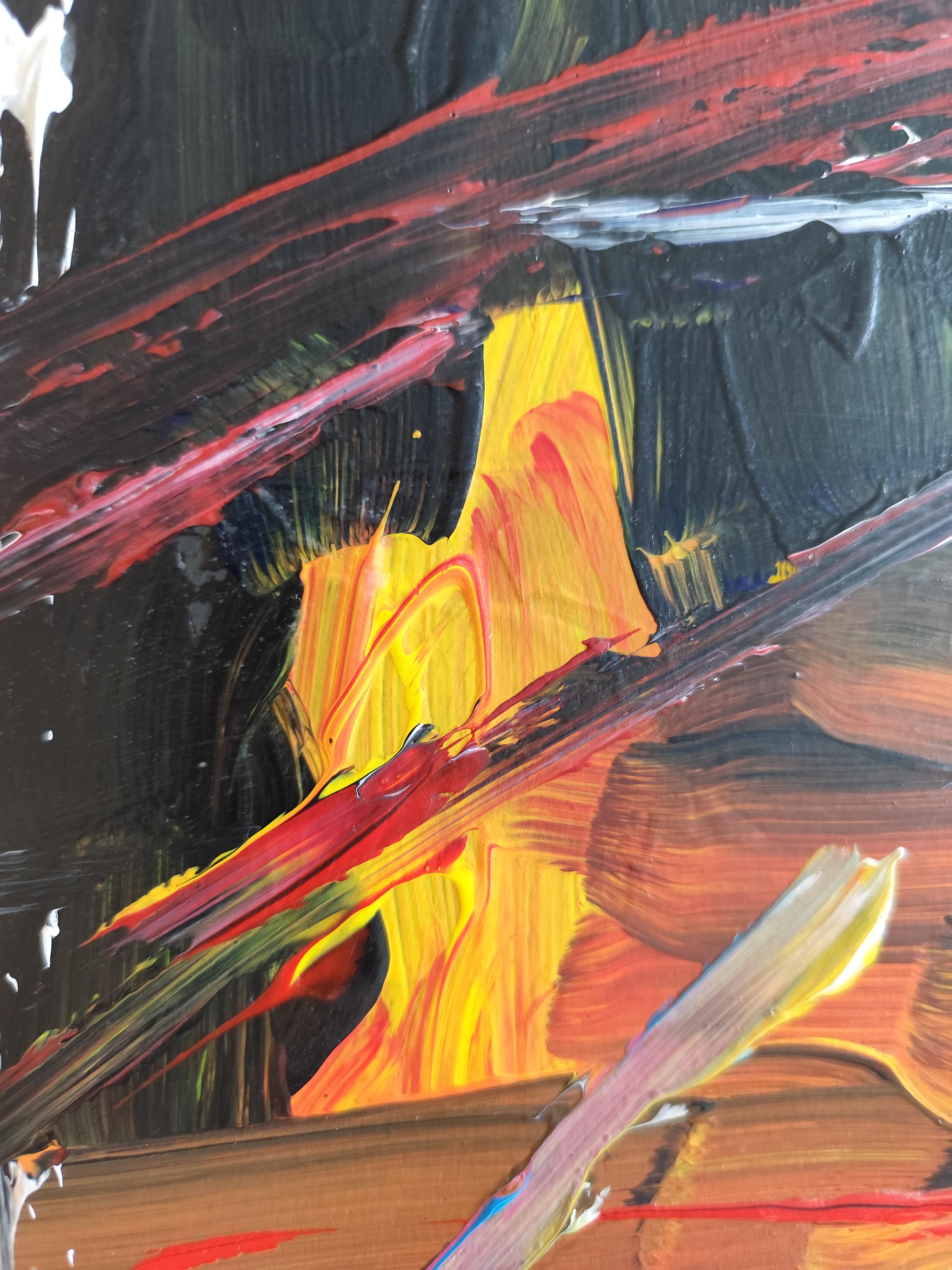 Pintura acrílica expresiva abstracta contemporánea de interior sobre papel en venta 9