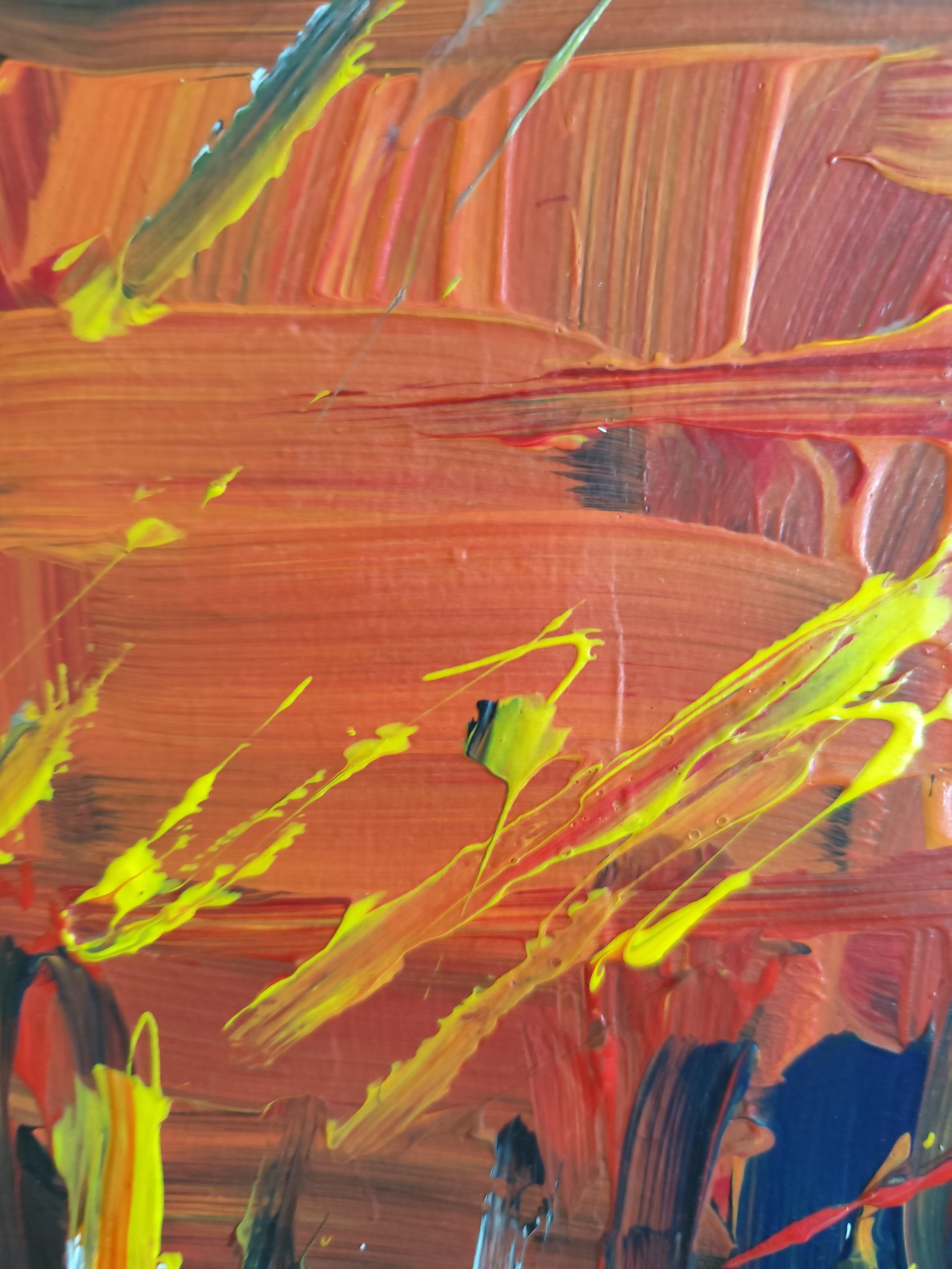 Pintura acrílica expresiva abstracta contemporánea de interior sobre papel en venta 10