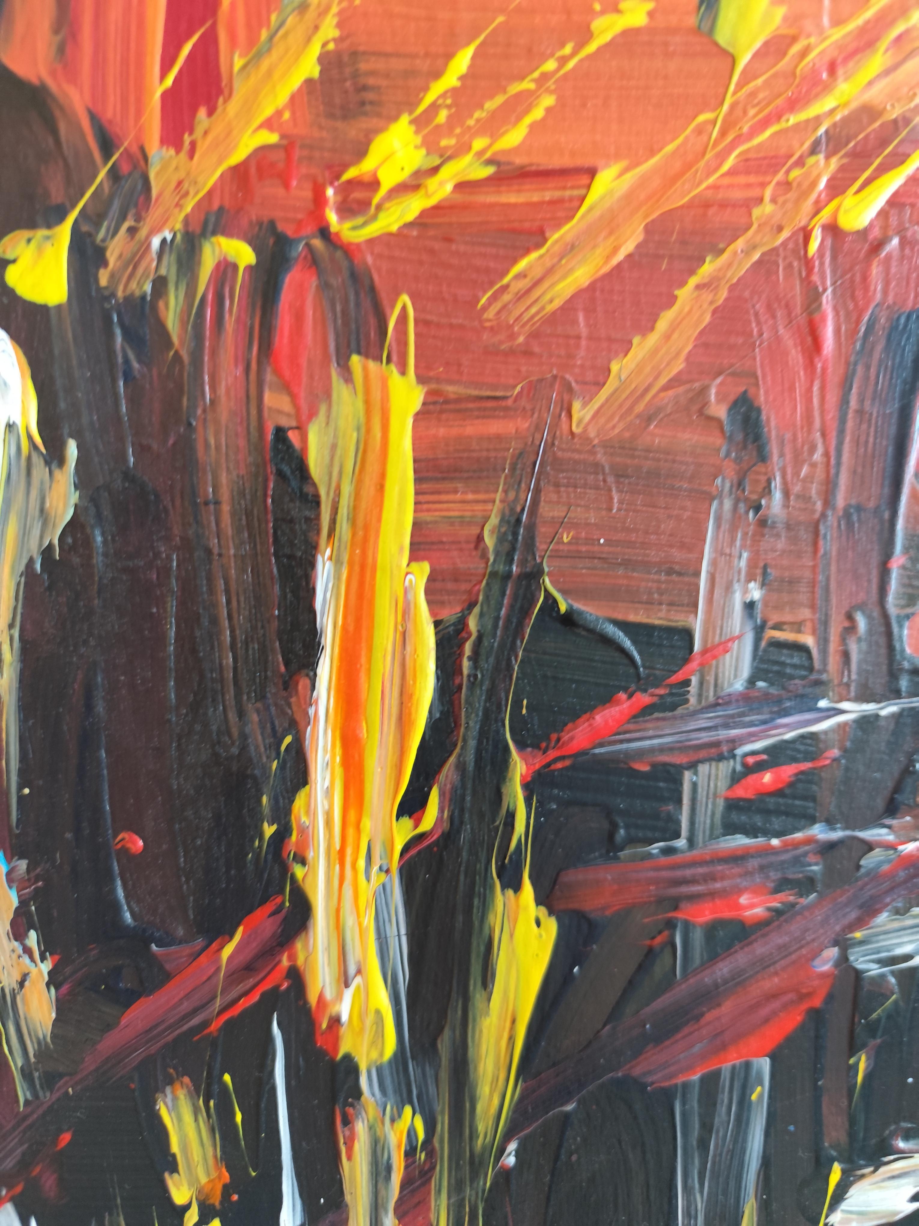 Pintura acrílica expresiva abstracta contemporánea de interior sobre papel en venta 12
