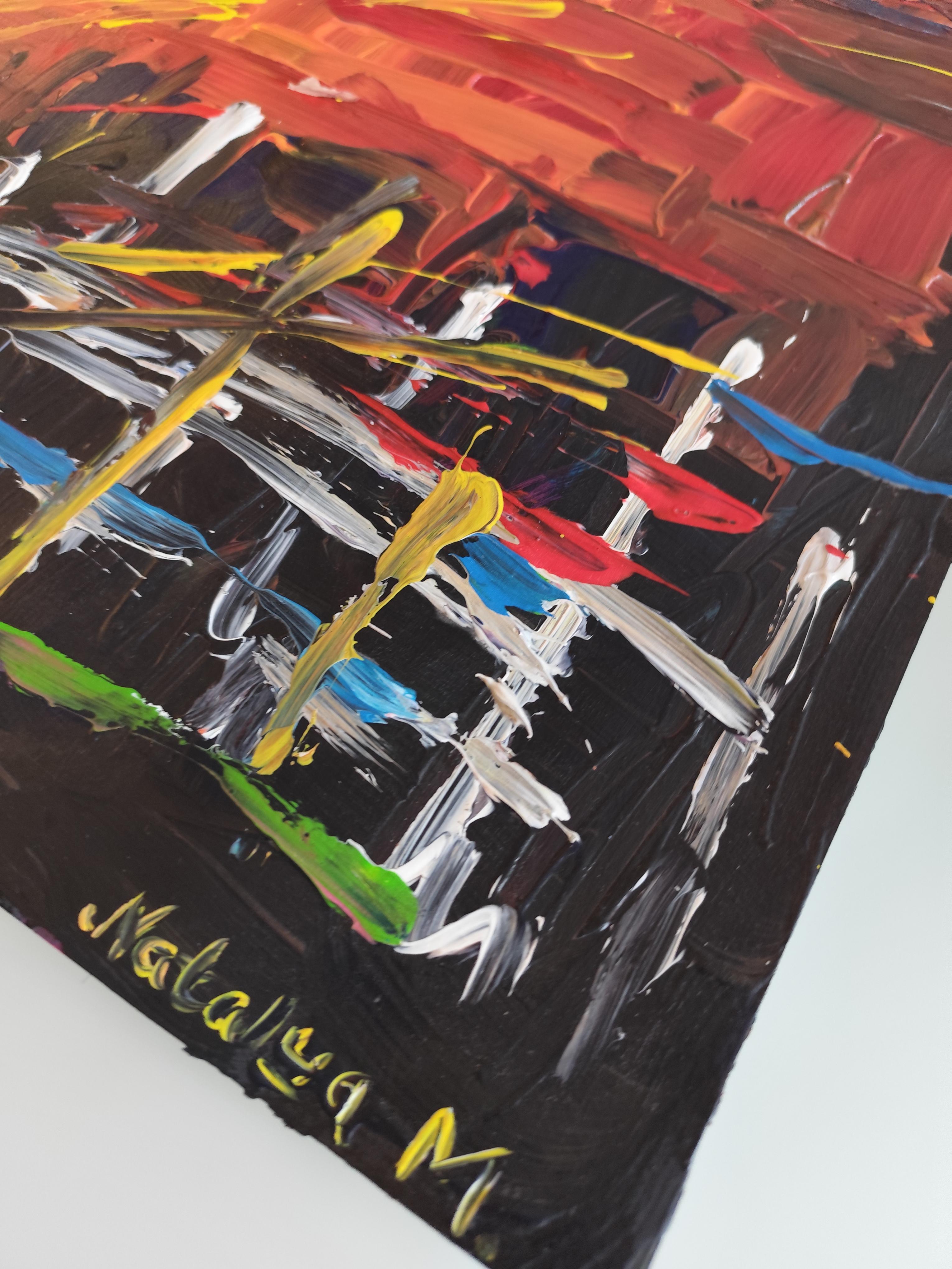 Pintura acrílica expresiva abstracta contemporánea de interior sobre papel en venta 13