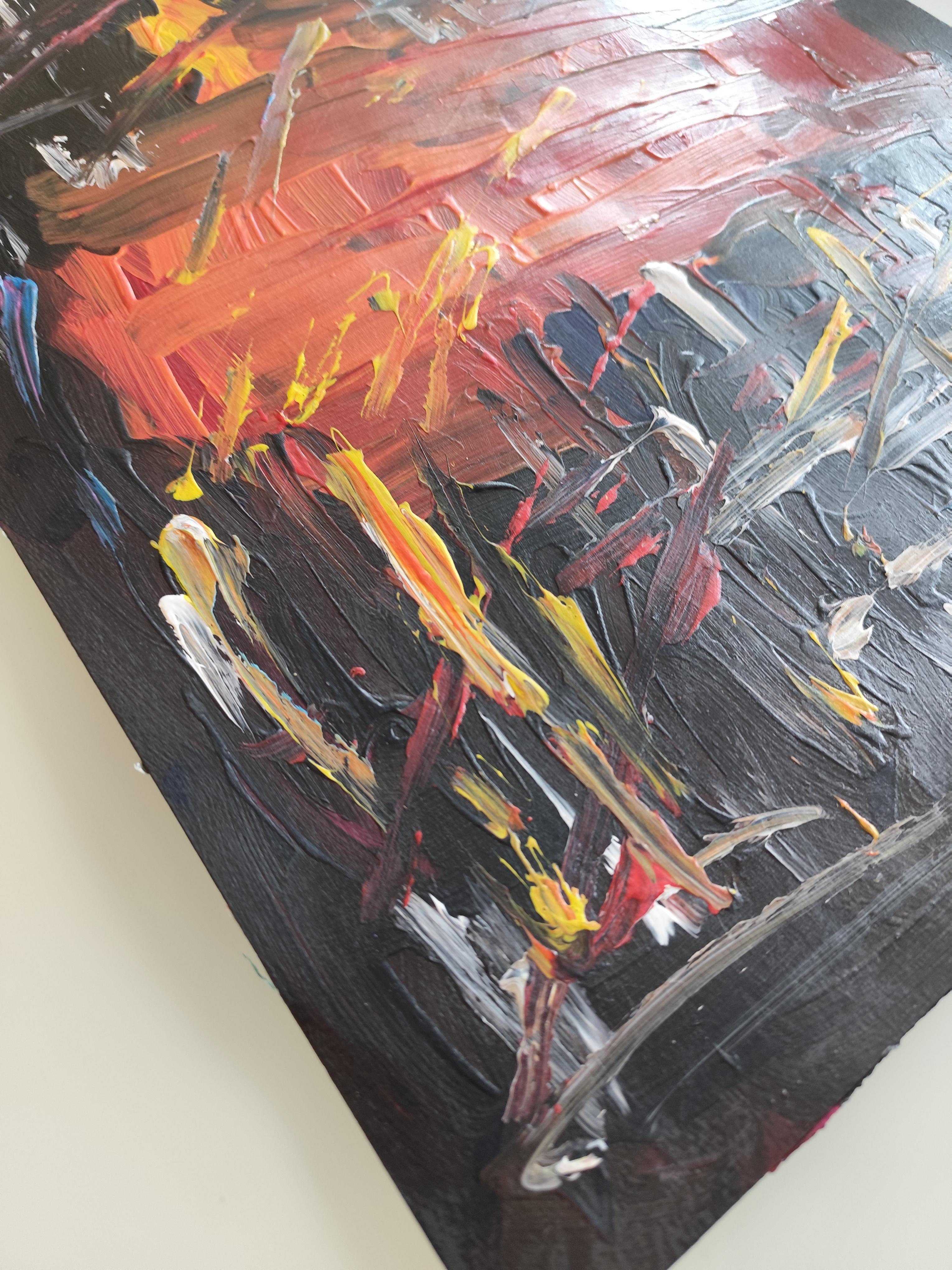 Pintura acrílica expresiva abstracta contemporánea de interior sobre papel en venta 15